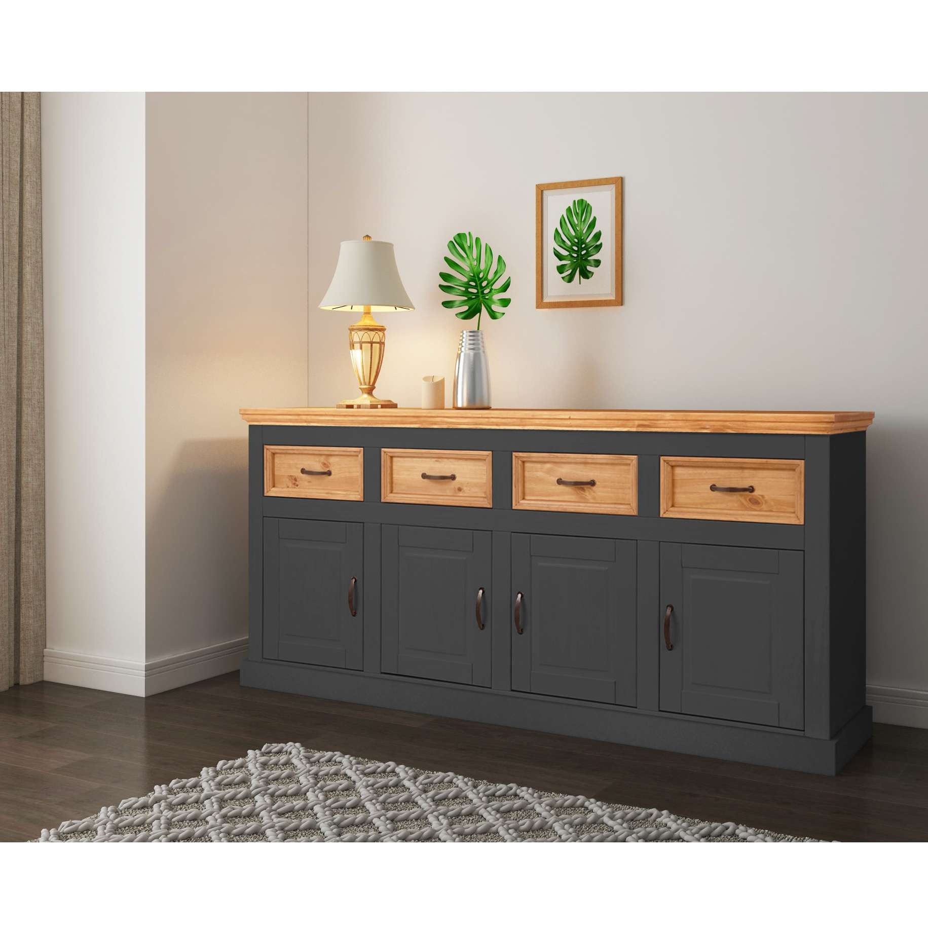Home affaire Sideboard »Selma«, Kommode mit 4 Türen und 4 Schubkästen. Breite 192 cm