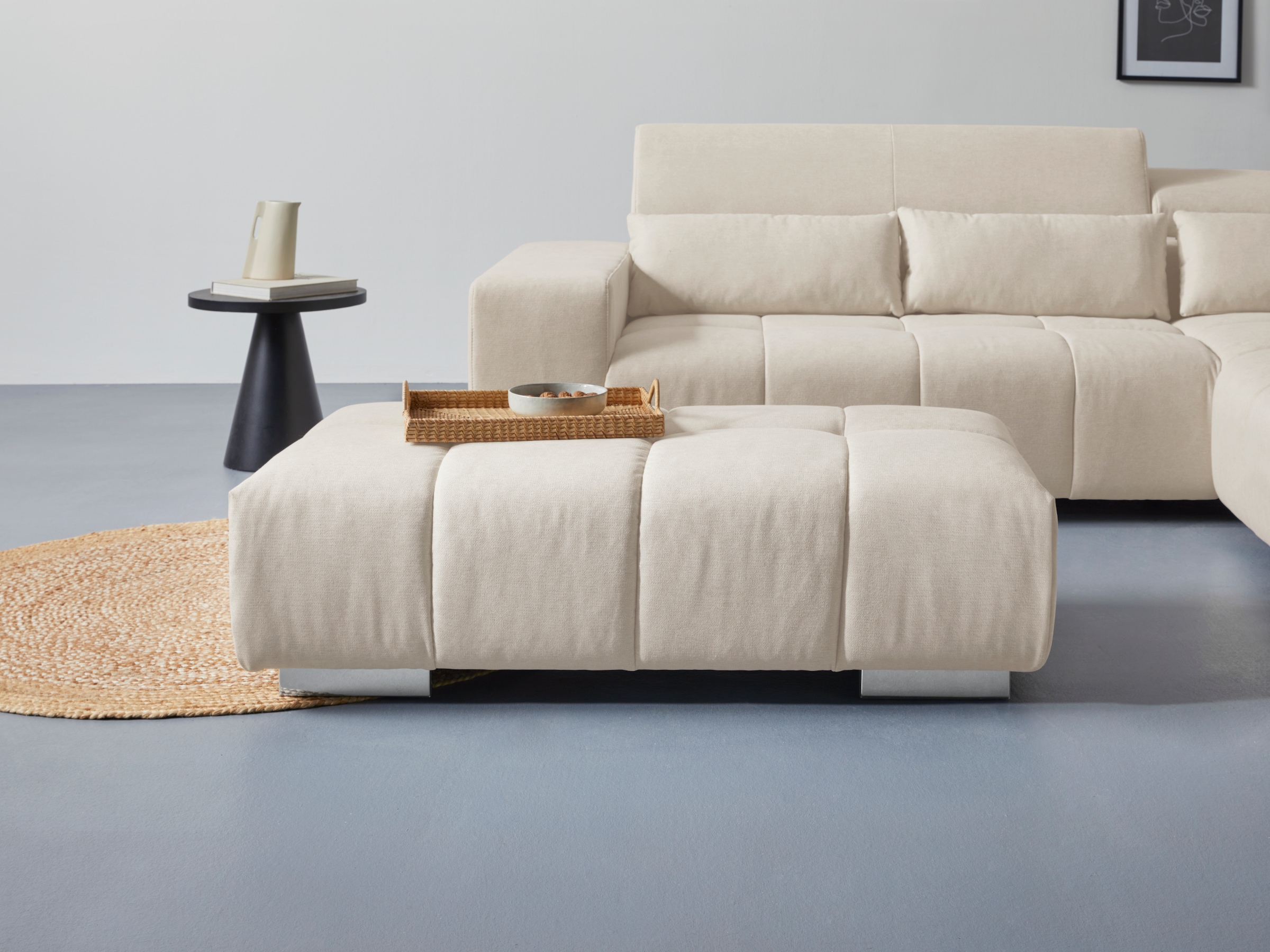 Hockerbank COTTA "Orion", beige, B:134cm H:42cm T:70cm, 100% Polyester, Hocker