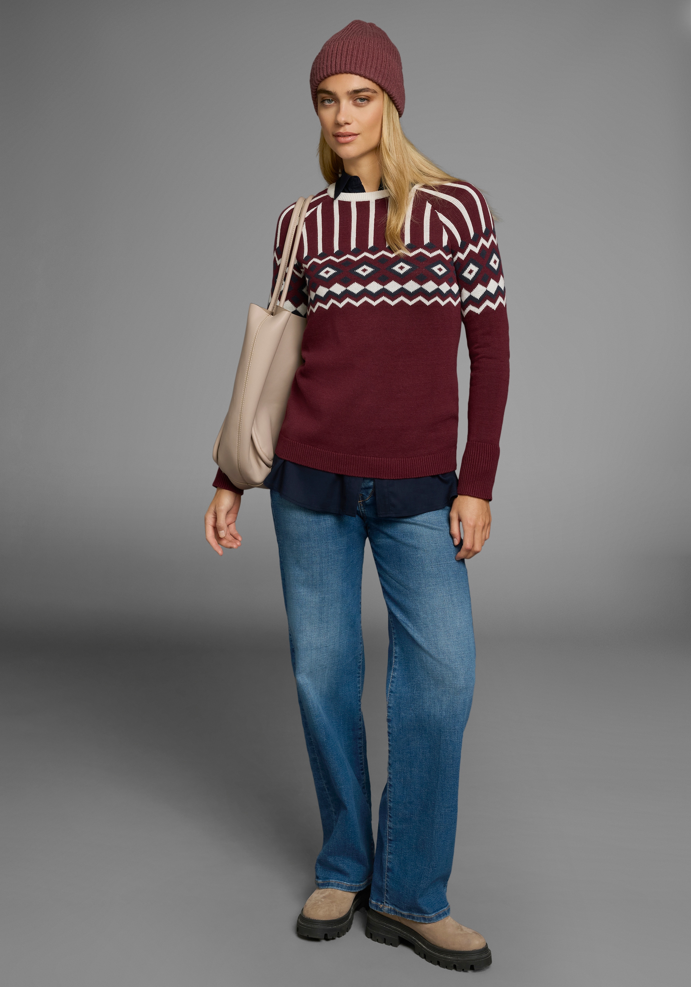 AJC Jacquardpullover, mit Norwegermuster in verschiedenen Farbvarianten