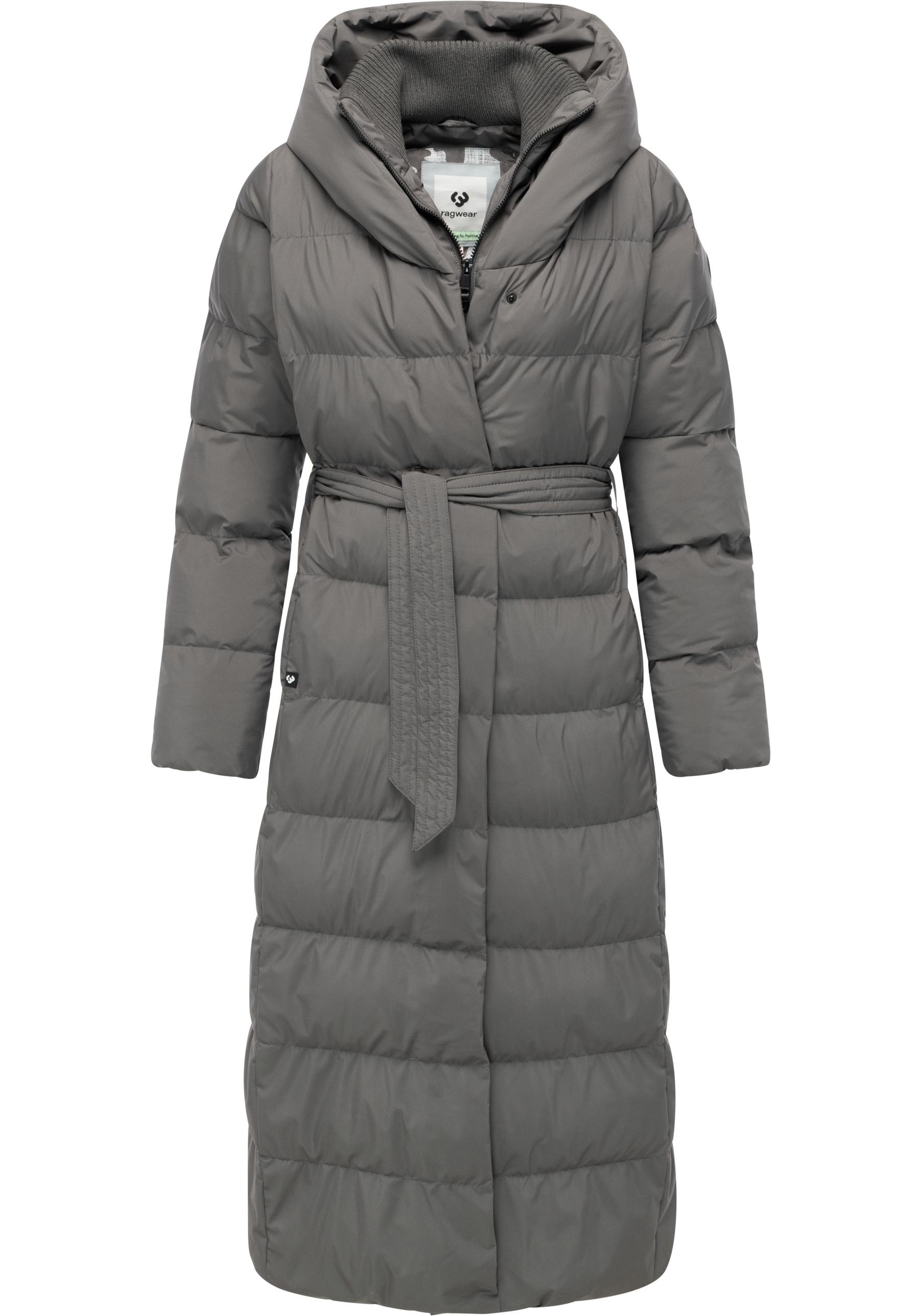 Ragwear Steppmantel »Niani Long«, Langer warmer Wintermantel mit Bindegürtel