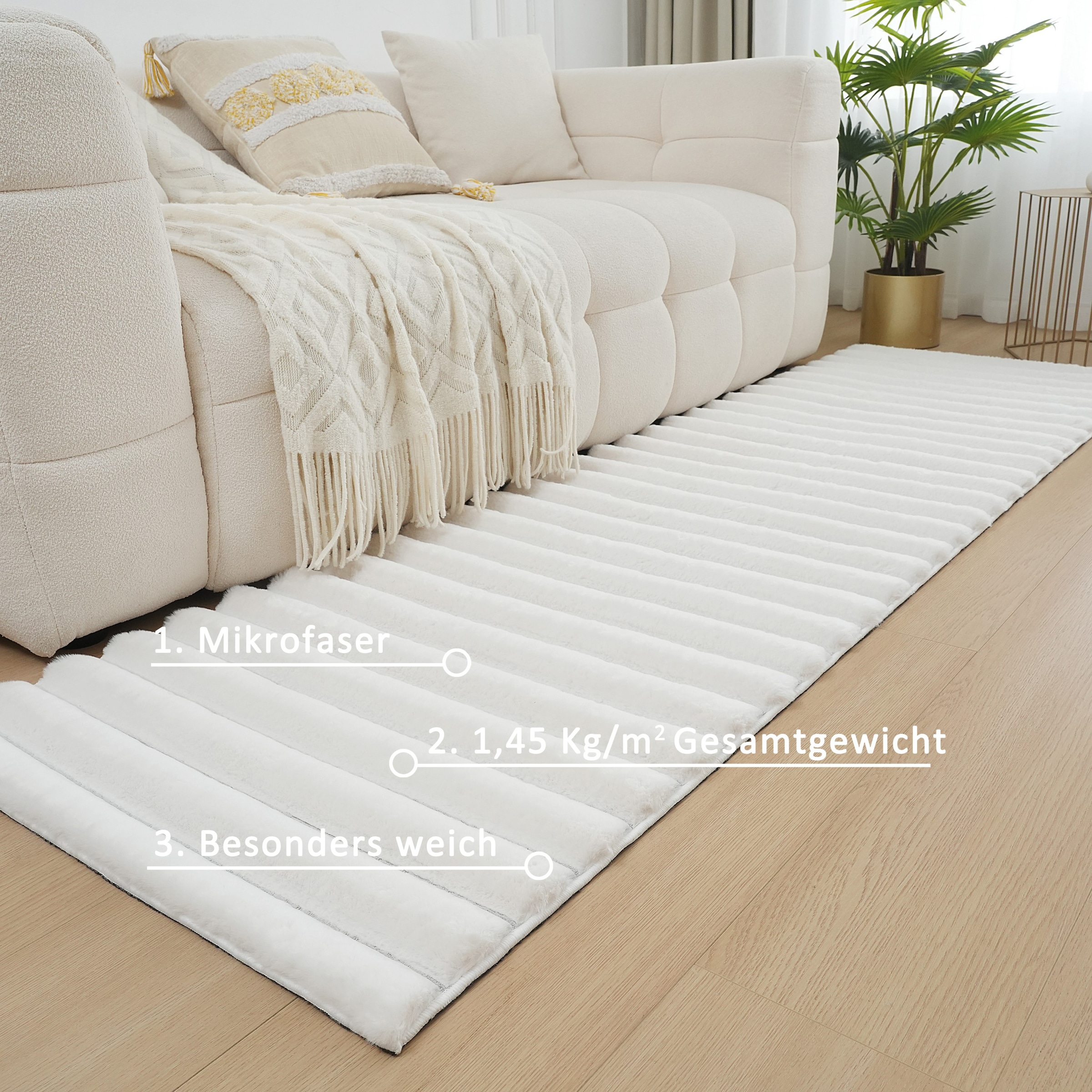 my home Läufer »Melanie 67x230cm, Kunstfellteppich, besonders weich, Hoch-Tief-Effekt«, rechteckig, 28 mm Höhe, Kaninchenfell Optik, Wohnzimmer, Schlafzimmer, Flur, auch rechteckig