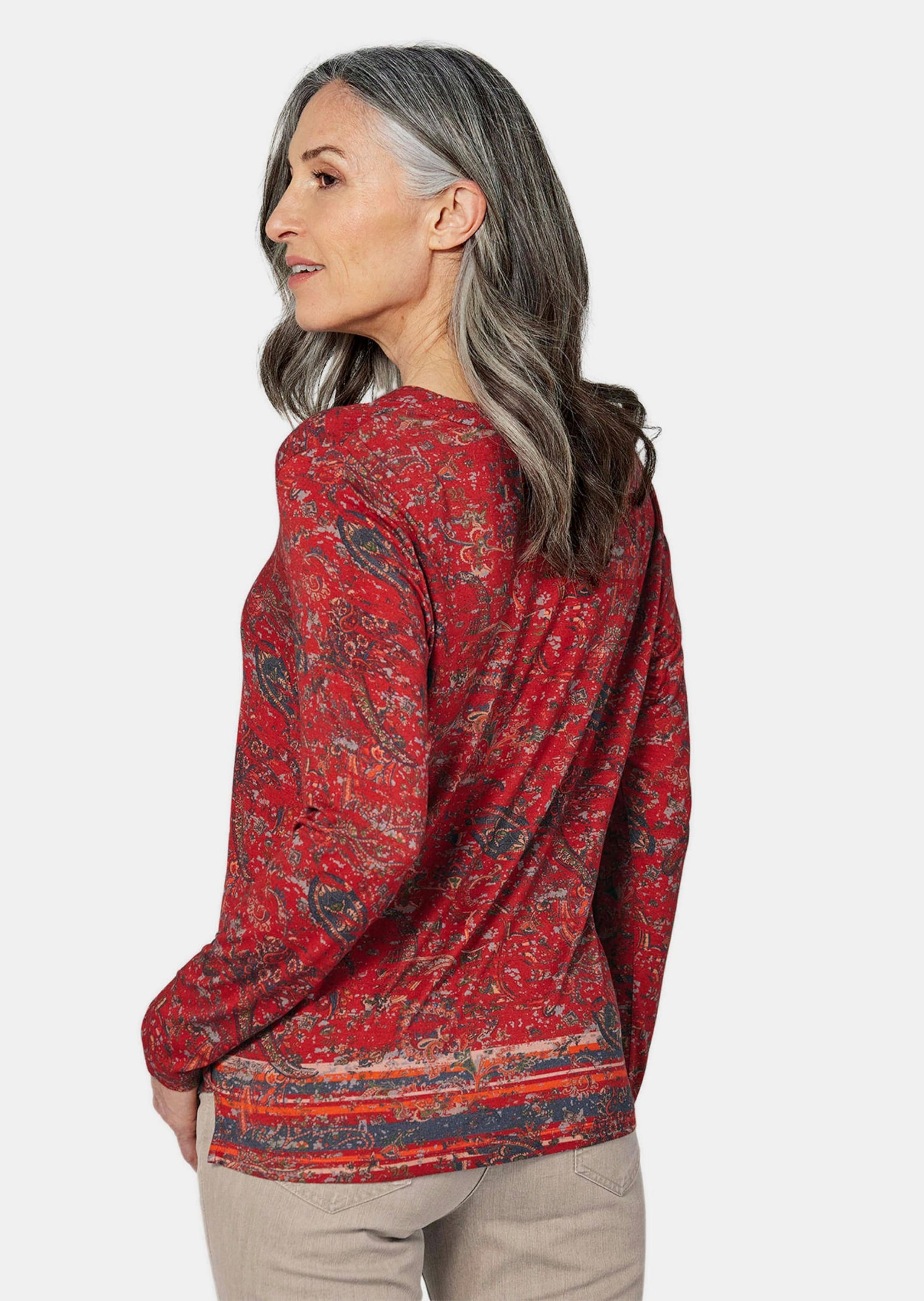 GOLDNER Print-Shirt »Kurzgröße Langarmshirt mit Paisleymuster«