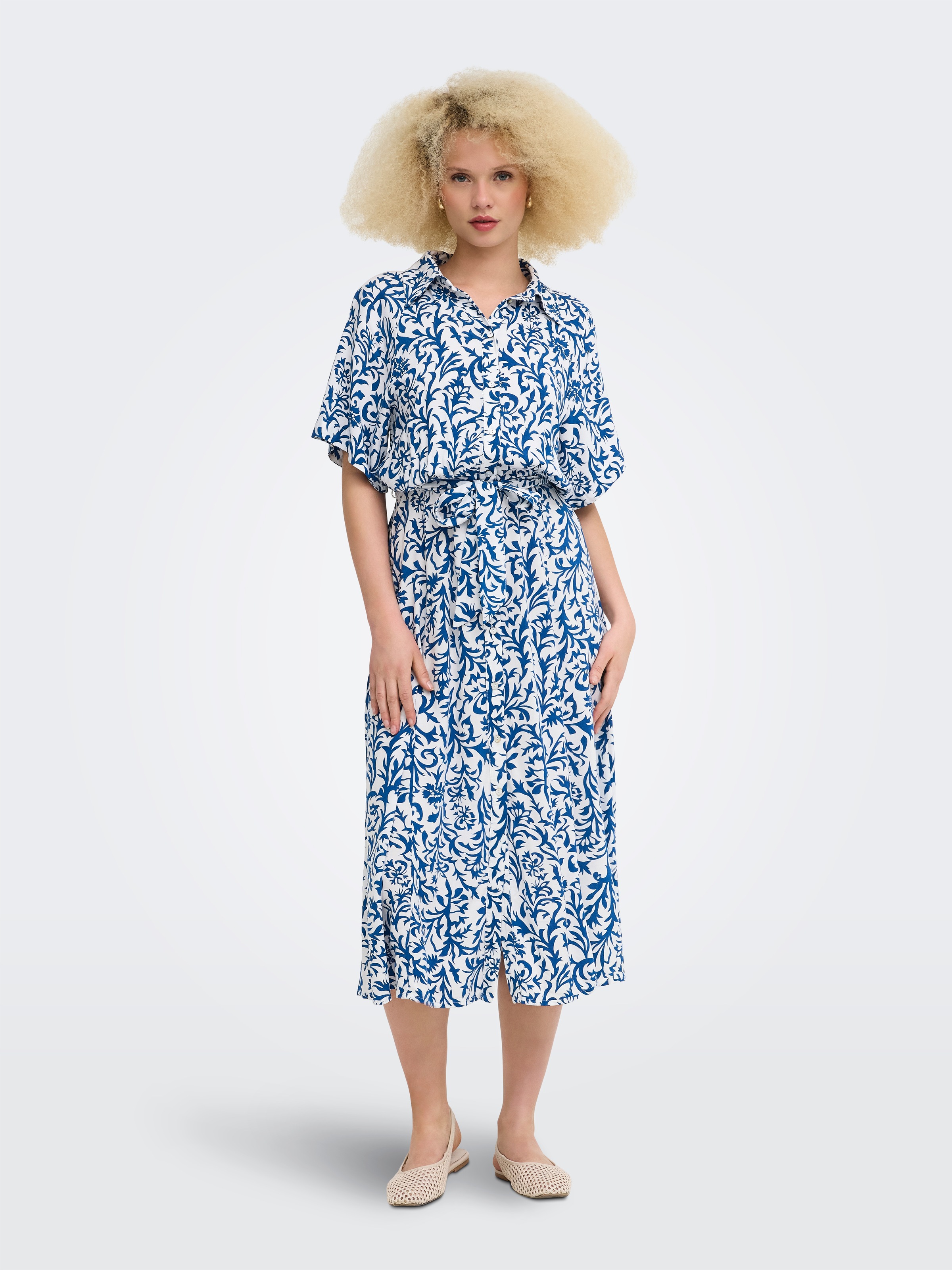 ONLY Druckkleid »ONLSAFA S/S LONG BELT DRESS WVN EX« Viskose, regular fit