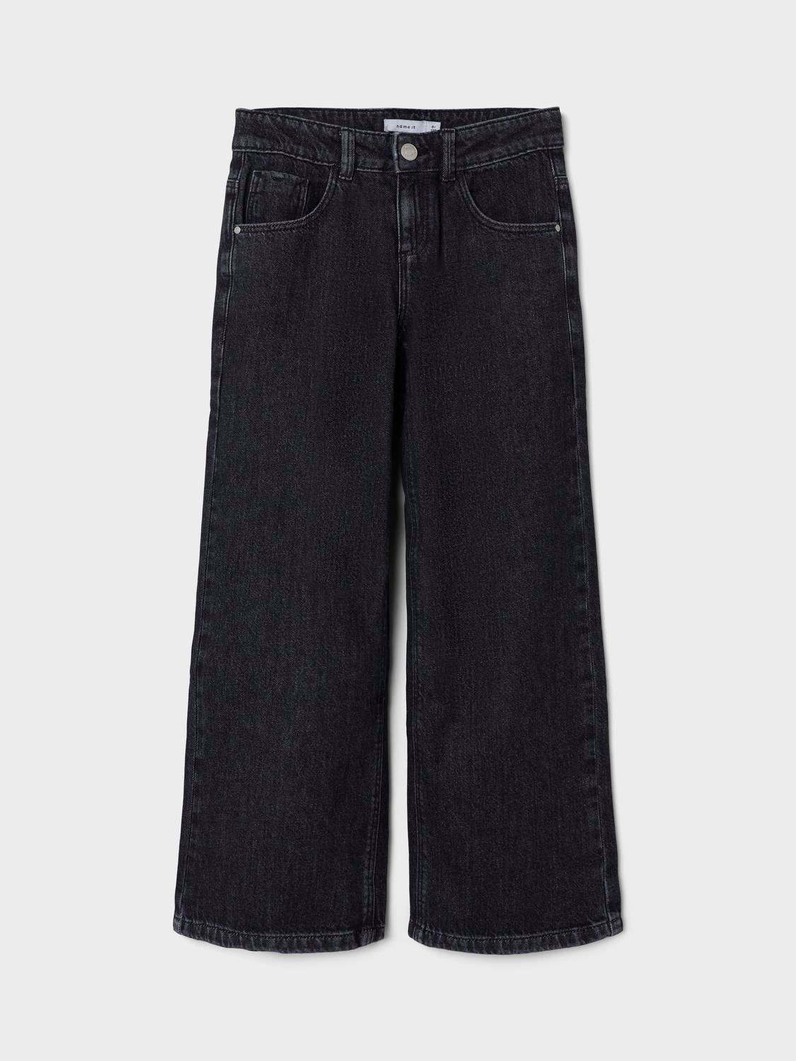 Name It Weite Jeans »NKFROSE für Mädchen mit weitem Bein und klassischem Sitz«, normal, Denim, Abriebeffekte, Reißverschluss