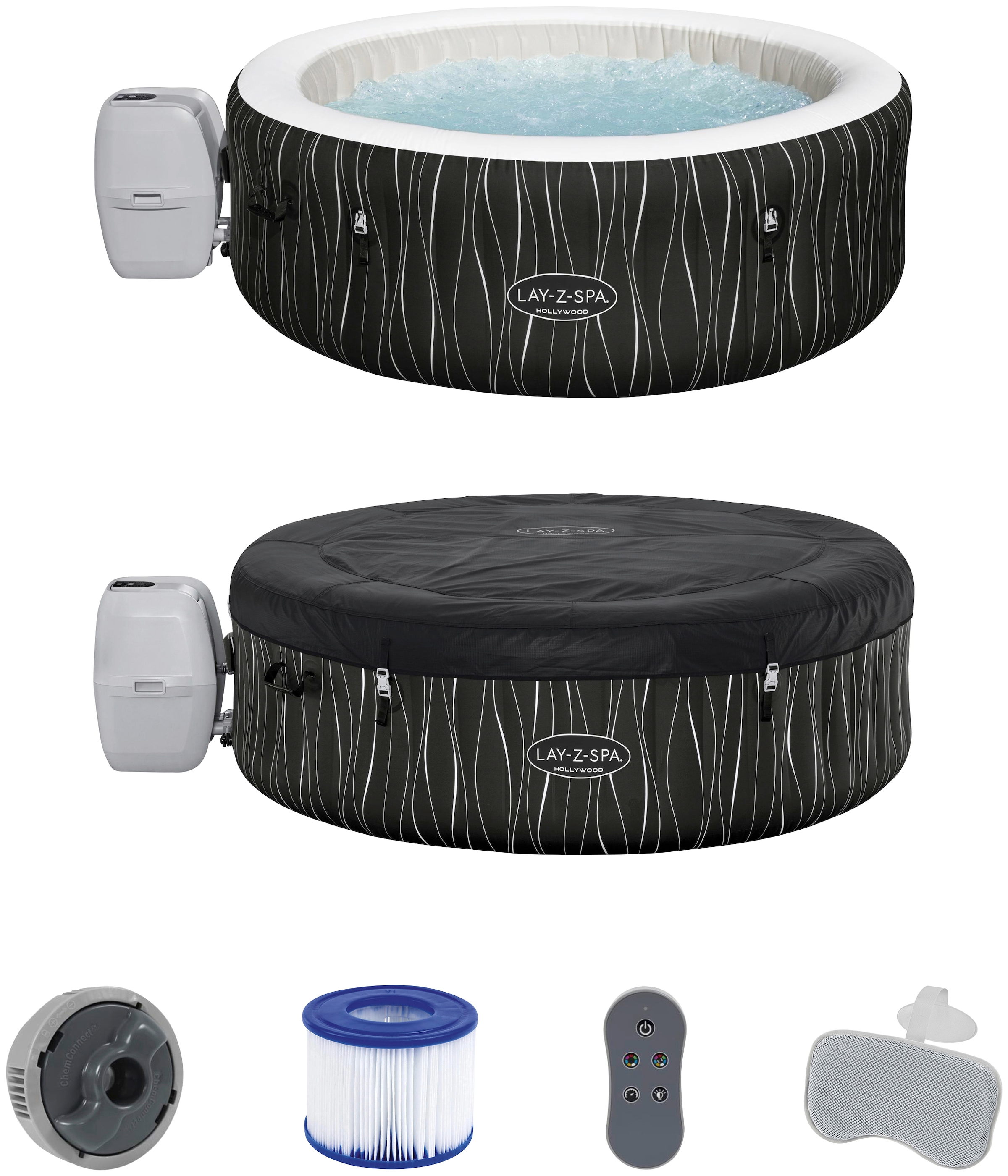 Bestway Whirlpool »LAY-Z-SPA® LED-Hollywood AirJet™«, ØxH: 196x66 cm, für bis zu 6 Personen