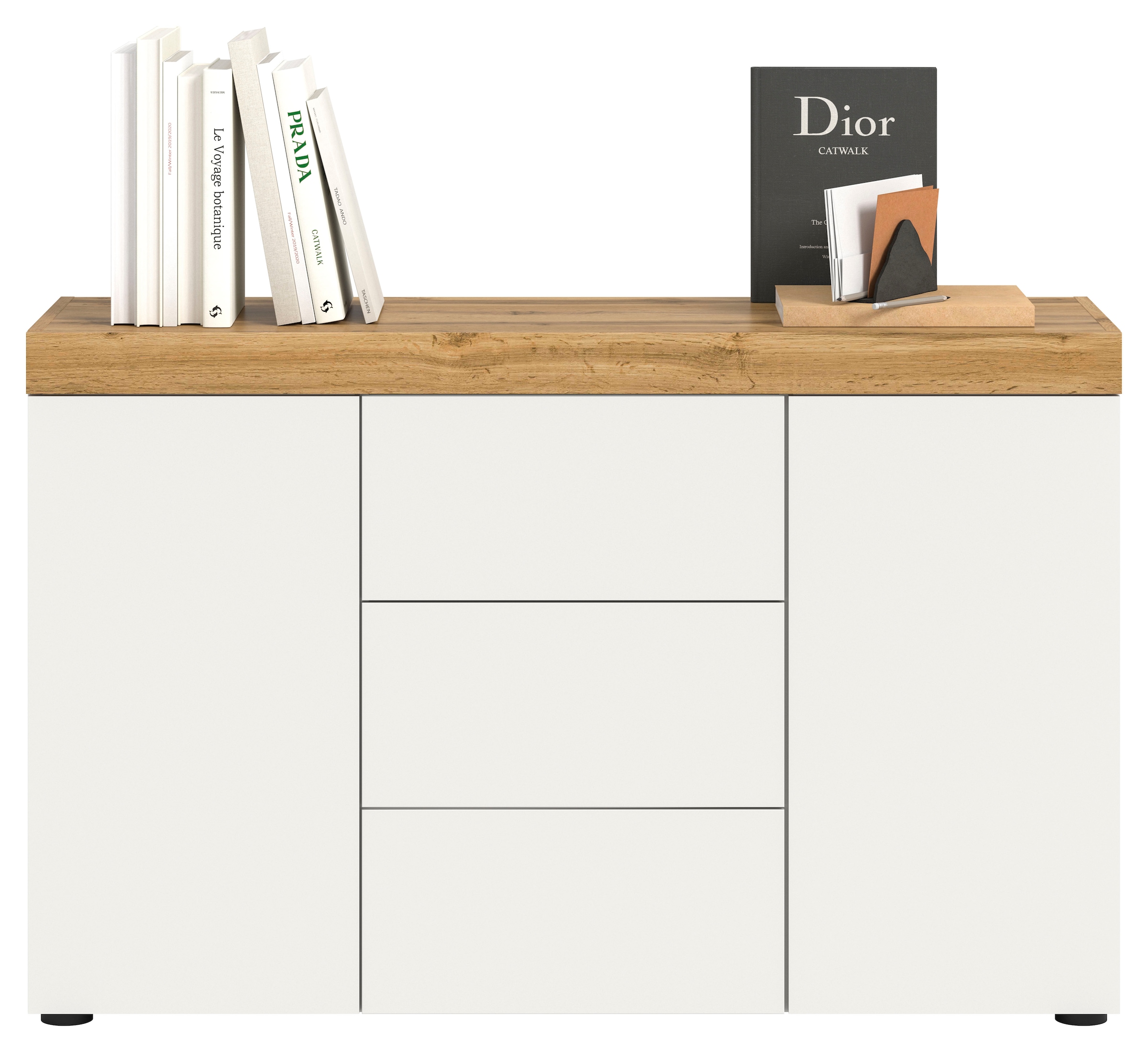 OTTO home Sideboard »MAMBO, Breite 125cm, 2 Türen, 3 Schubkästen, push-2-open« 2 farbige Ausführung, in verschiedenen Farben erhältlich, 1 Stk. tlg. Sideboard, Kommode, Wohnzimmer, Flur, Arbeitszimmer