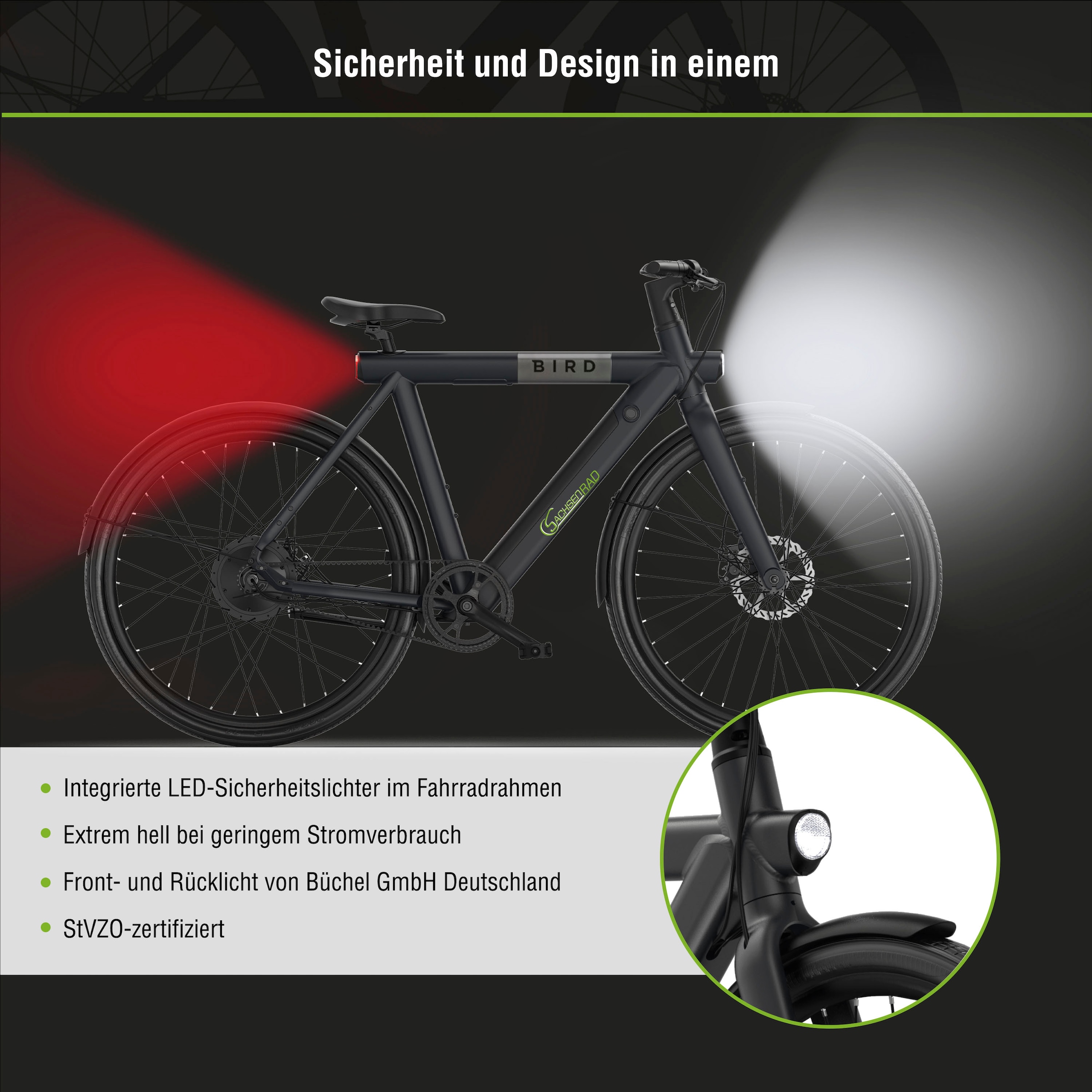 SachsenRad »C6R« 1 Gang ohne Schaltung Heckmotor 250 W