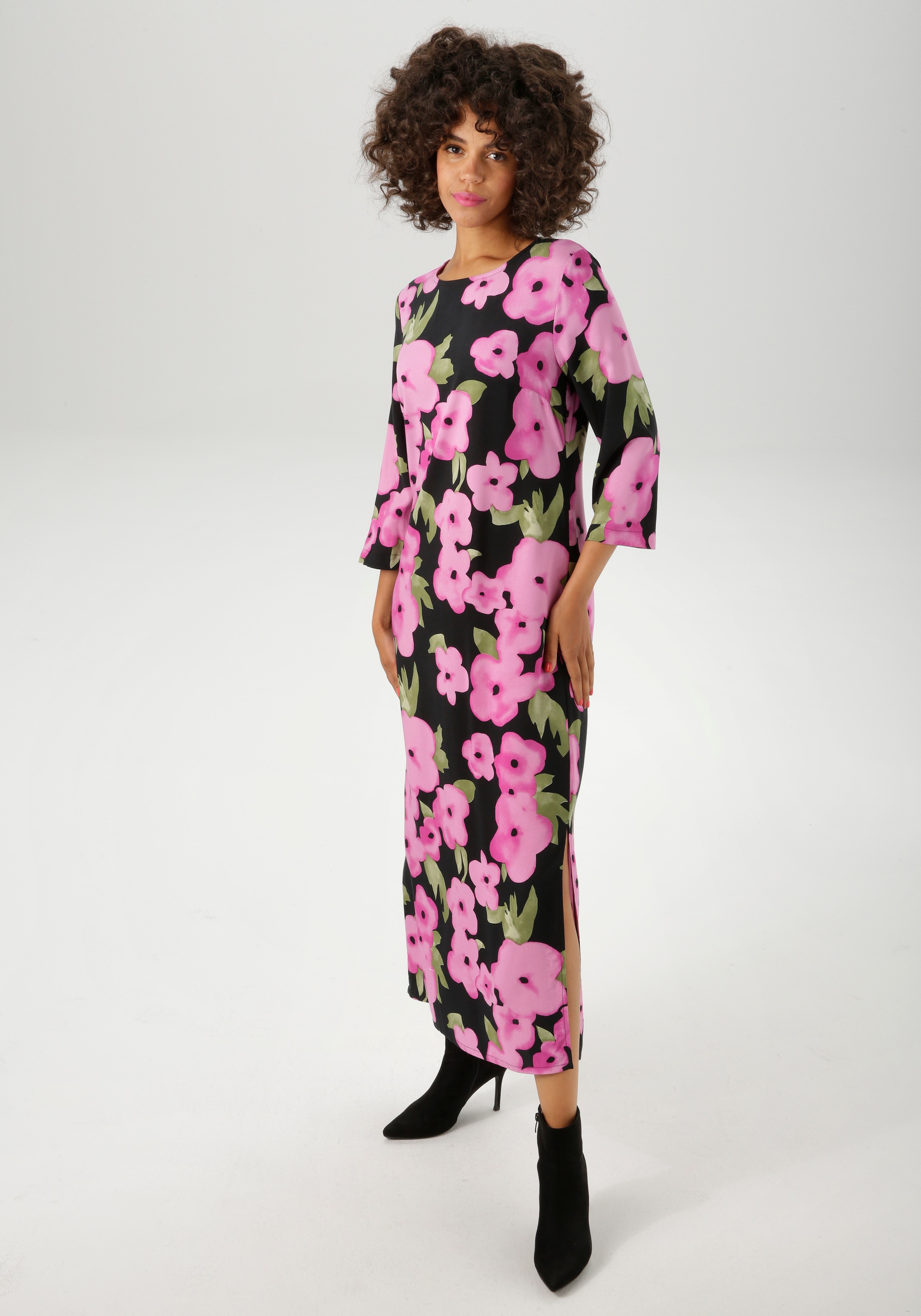 Aniston CASUAL Maxikleid, mit farbenfrohen Blumendruck - jedes Teil ein Unikat - NEUE KOLLEKTION