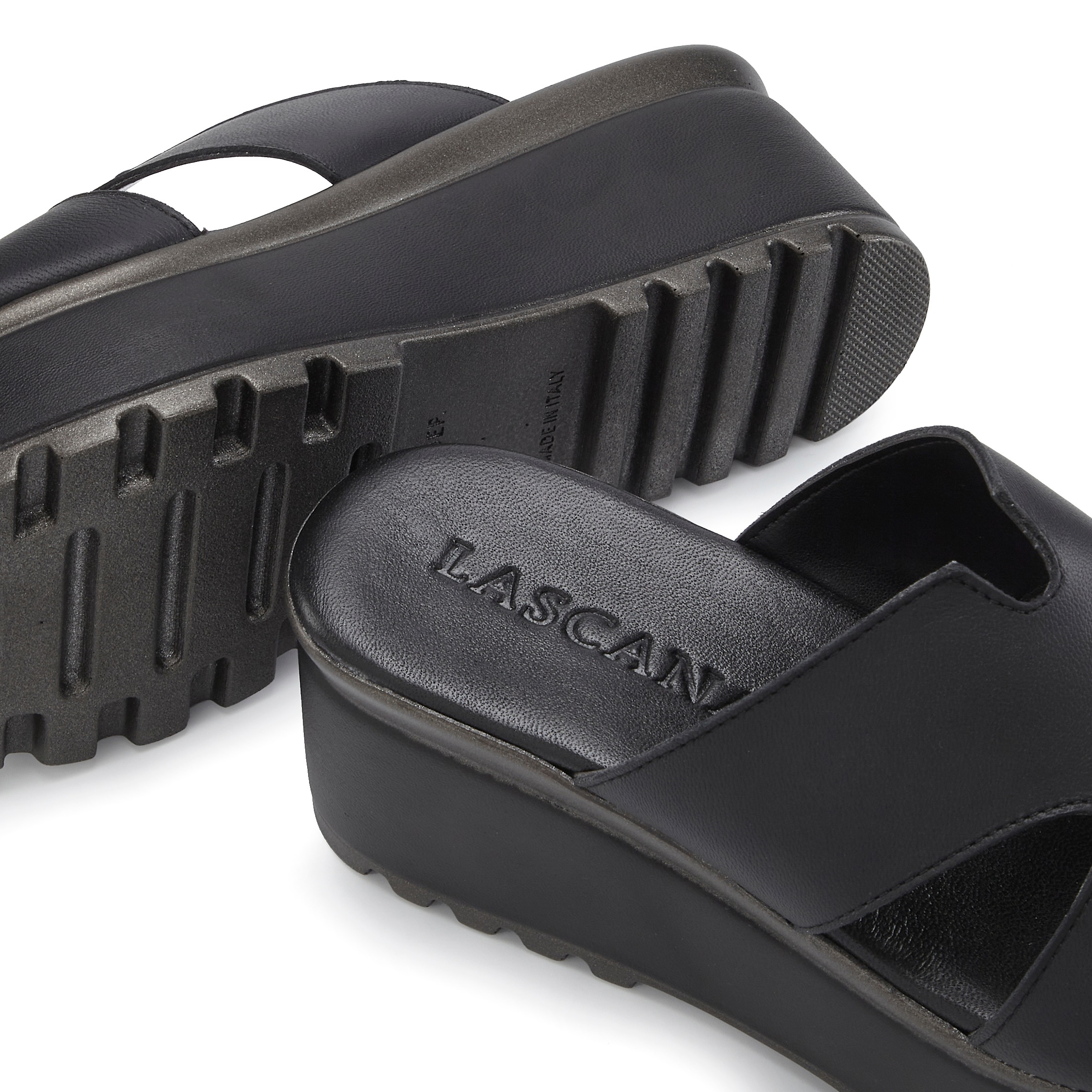 LASCANA Pantolette »Sandale, Sommerschuh, Mule«  aus Leder mit Keilabsatz