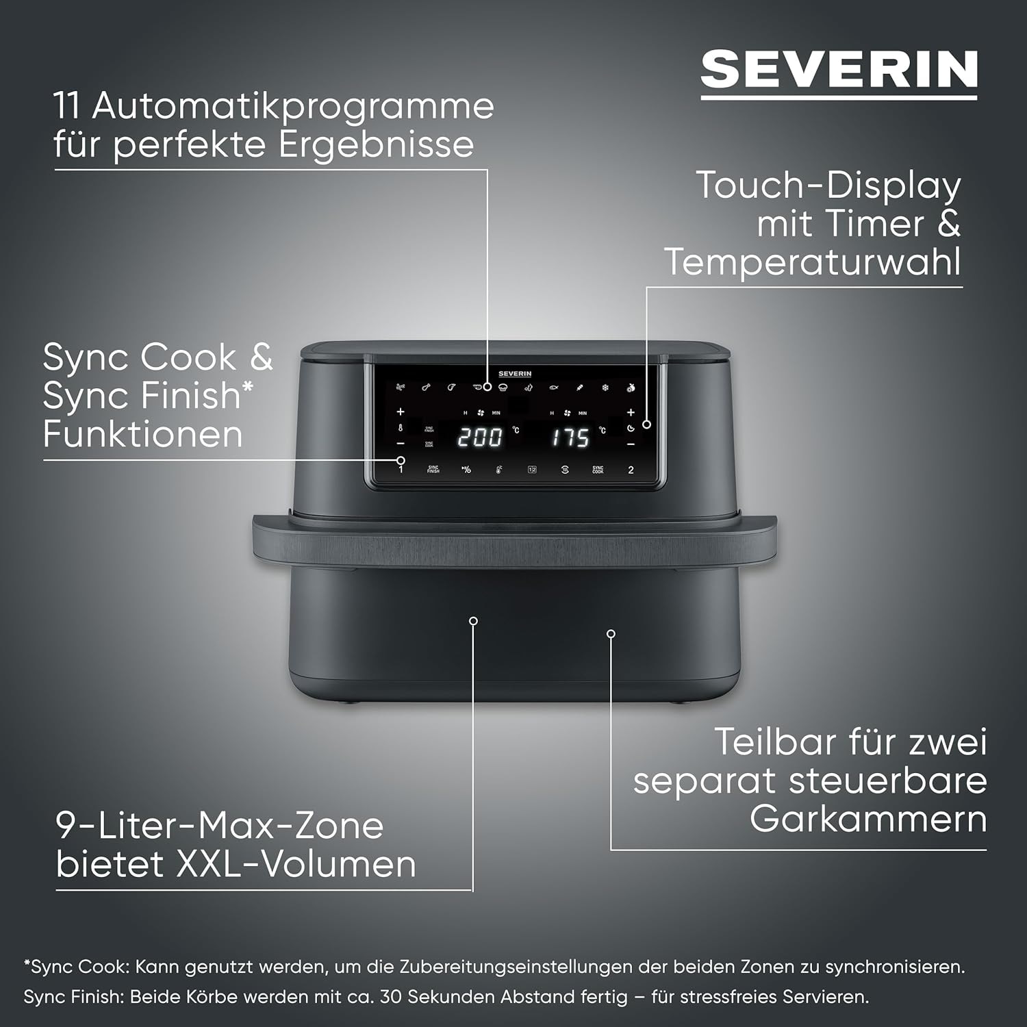 Severin Heißluftfritteuse »FR 2490    9 l "Flex Max Dual"« 2600 W