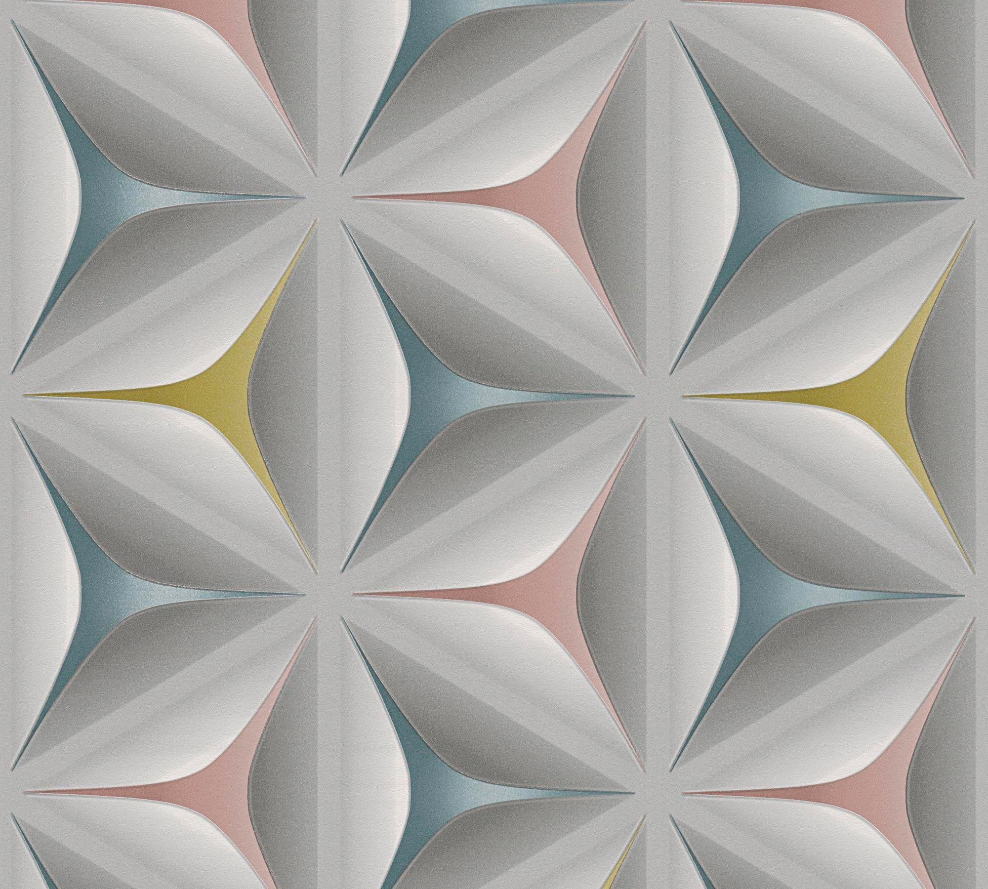 Retrotapete Tapete »Scandinavian«, einfarbig, living Grau glänzend Effekt BAUR Retro, günstig | walls 3D Geometrisch Vliestapete