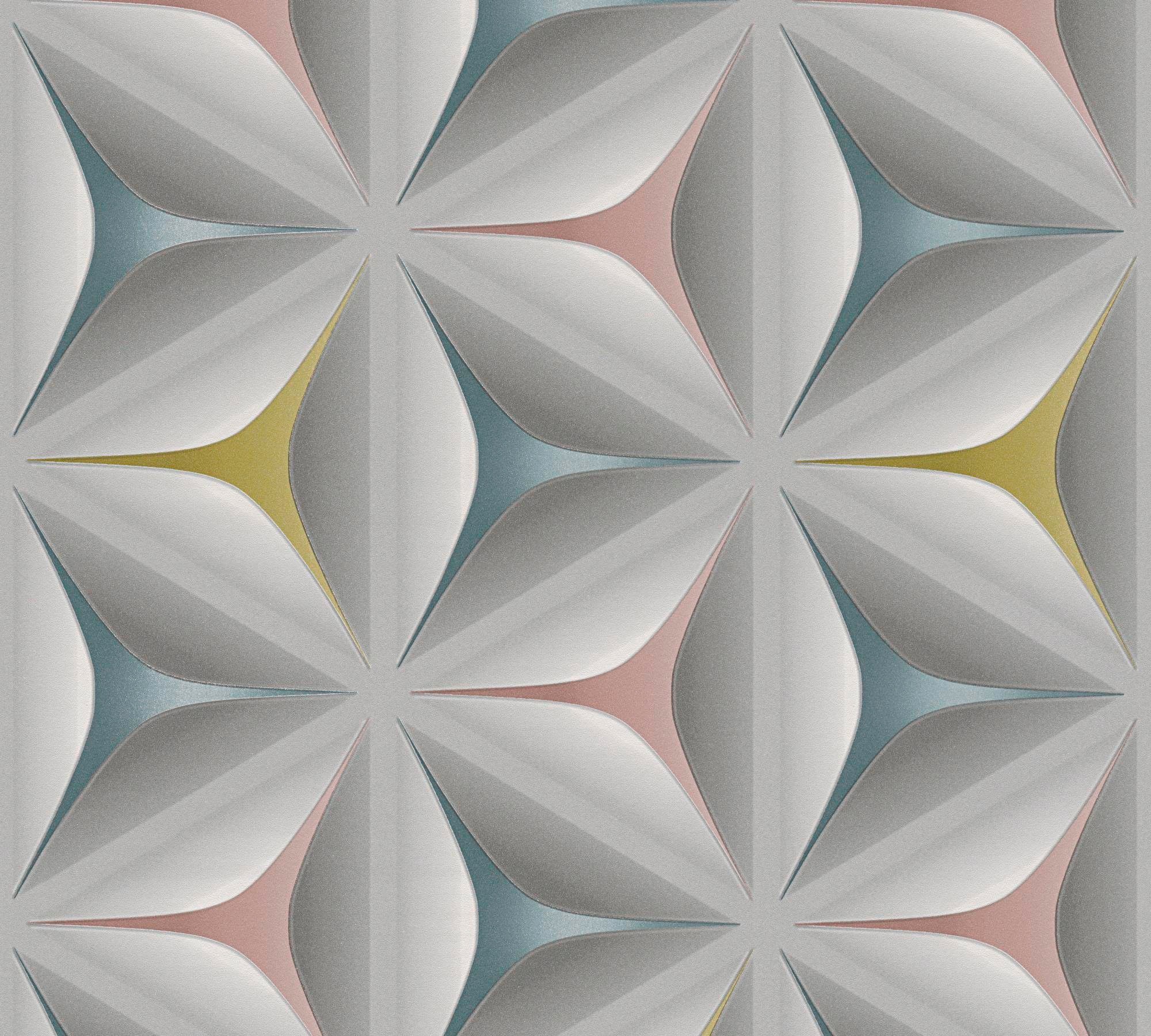 living walls Vliestapete "Scandinavian" Motiv Retro gemustert leicht strukturiert Retrotapete Geometrisch Tapete 3D Effekt einfarbig glänzend Flur Optik