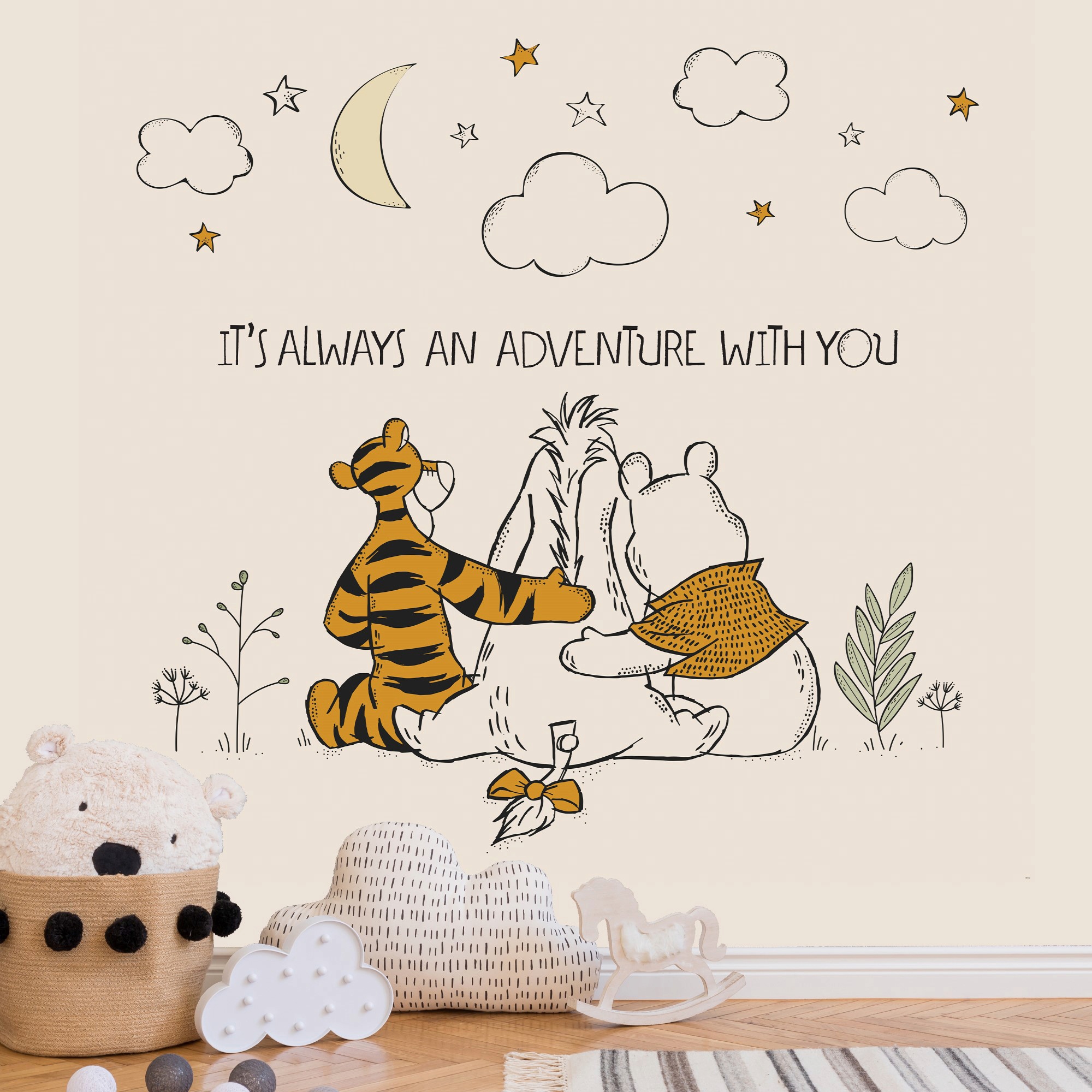 Disney Fototapete »Winnie Puuh - Freunde für immer«, Weiß/Gelb - 300x280cm