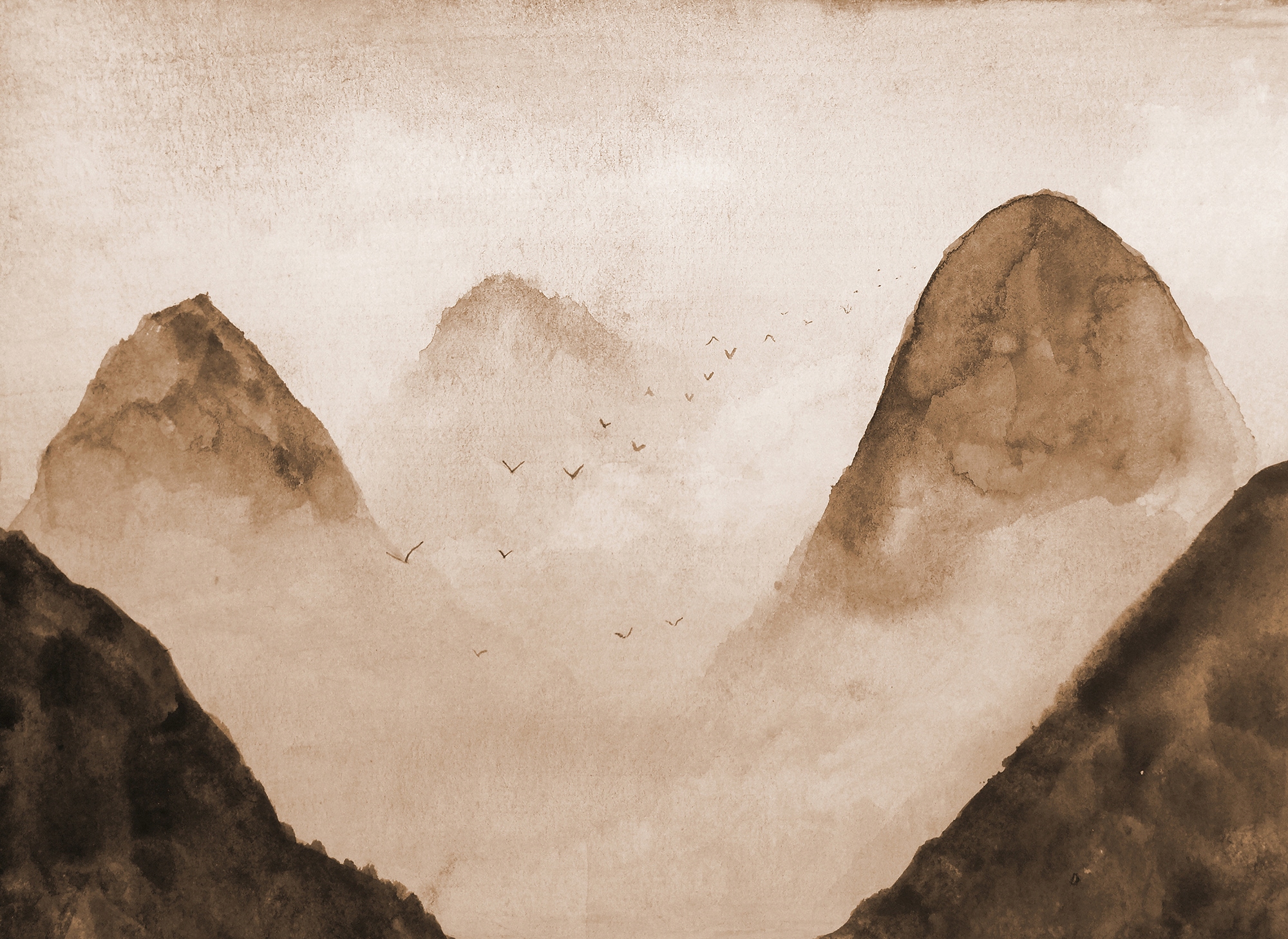 living walls Fototapete "Designwalls Misty Rocks 2" glatt Vlies, Wand, Schräge, Decke