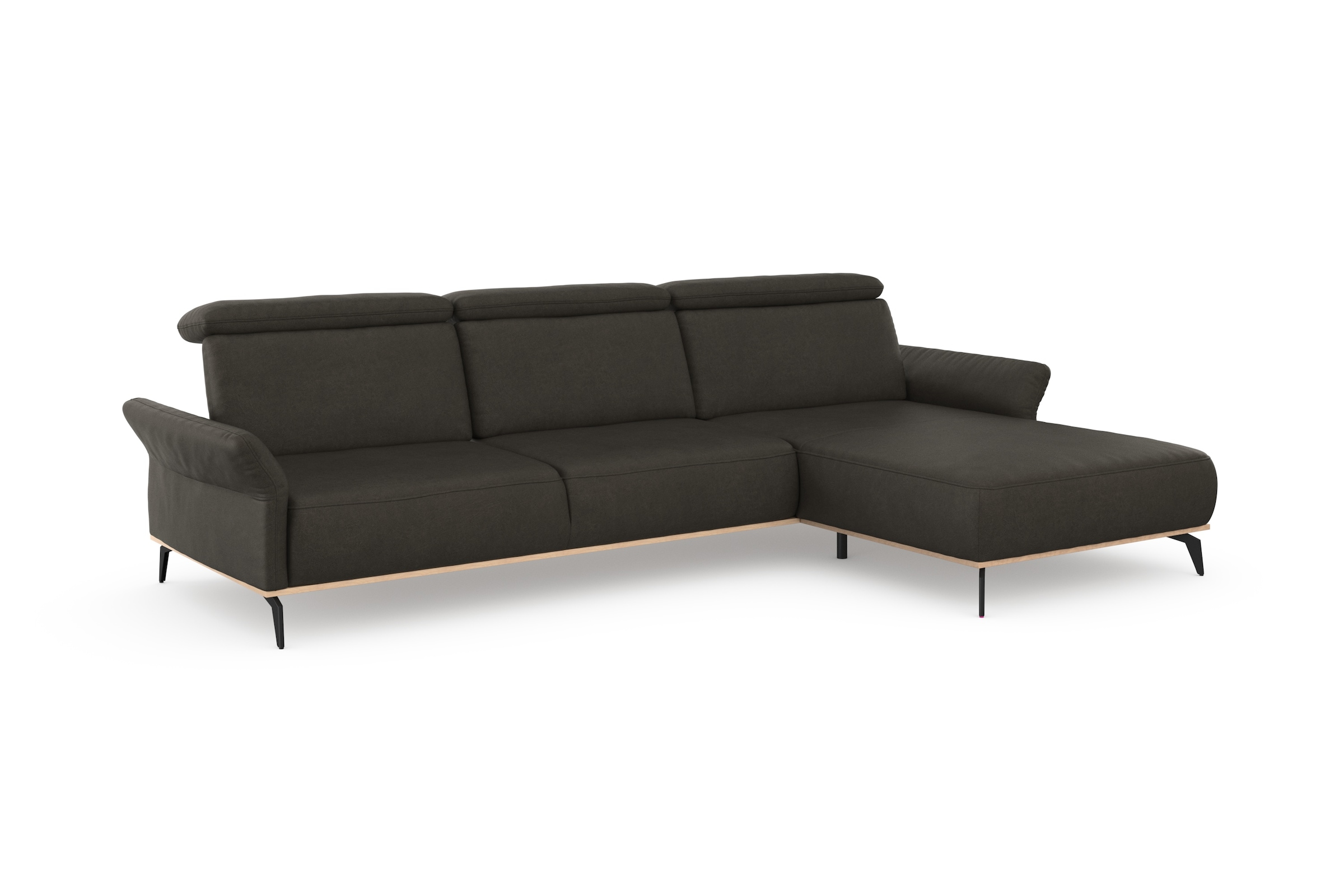 Places of Style Ecksofa »Fjord L-Form«, massiv, wahlweise mit Armlehnfunktion, Kopf- Sitztiefenverstellung