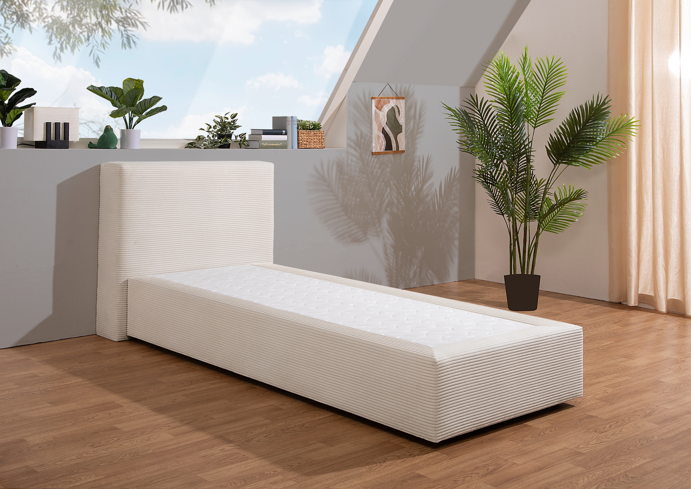 Home affaire Boxspringbett "Åby" In Cord Bezug, wahlweise mit und ohne Matr günstig online kaufen