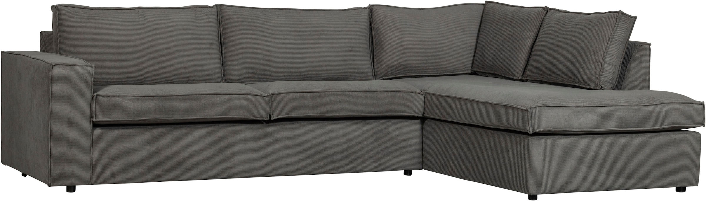 WOOOD Ecksofa »Thomas Rechts Bezug mit Steppnaht, H 92 x B 283 x D 197 cm« Ripsstoff, Sehr hohe Verschleißfestigkeit, Kunststoffbeine