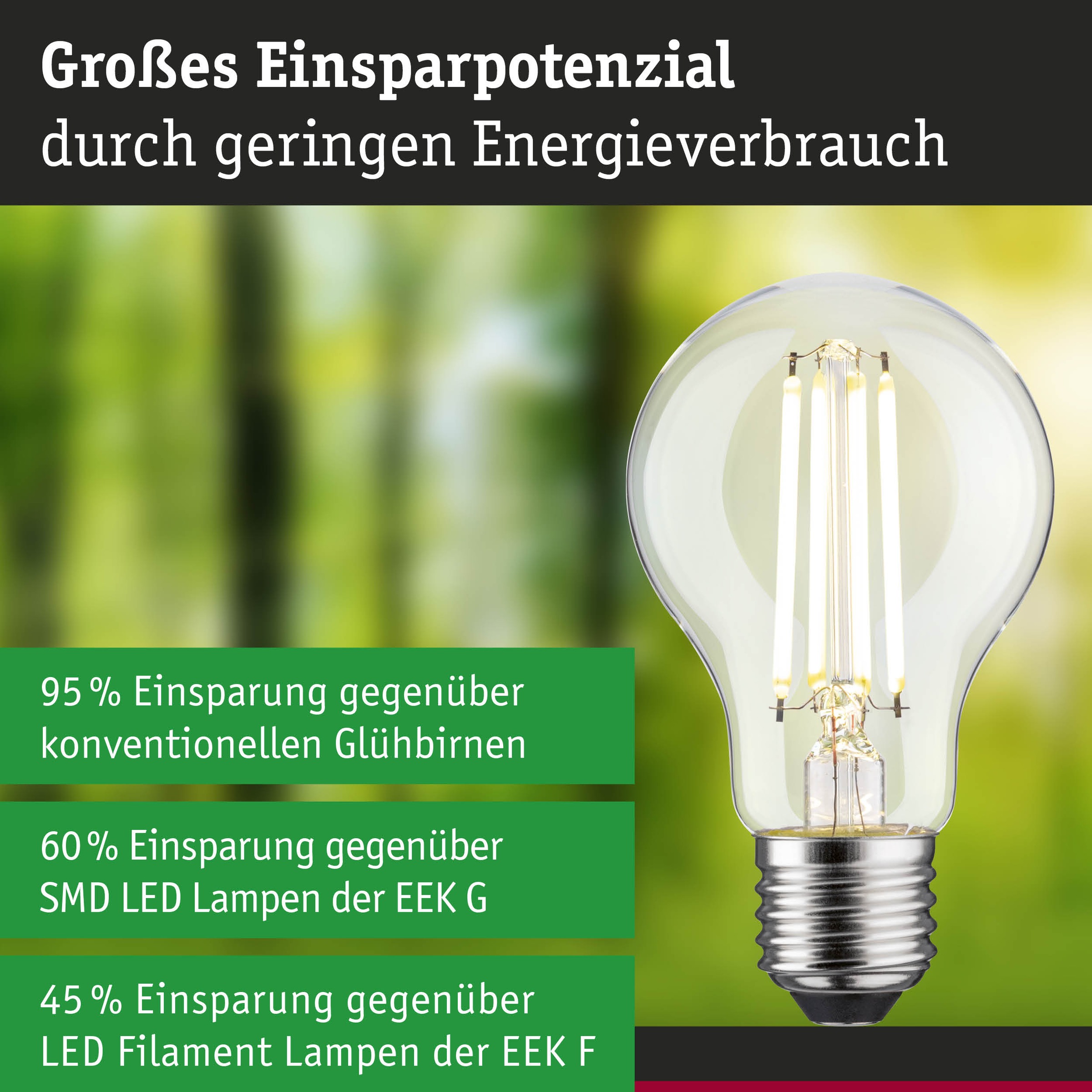 Paulmann LED-Leuchtmittel »Efficient-Line Filament 230V LED Birne E27 806lm 4,3W 4000K dimmb.Klar« E27 1 Stk. Neutralweiß