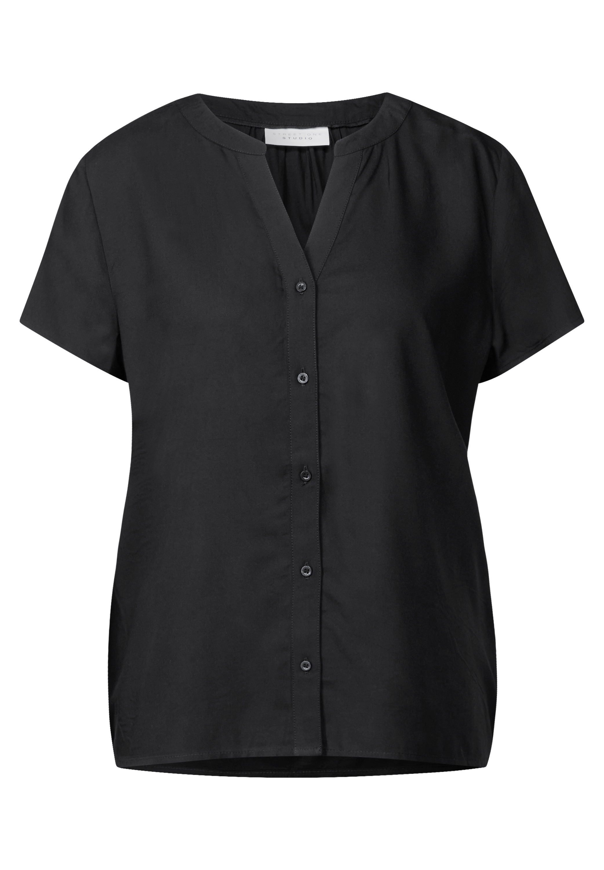STREET ONE STUDIO Shirtbluse, mit geschlitztem Rundhalsausschnitt