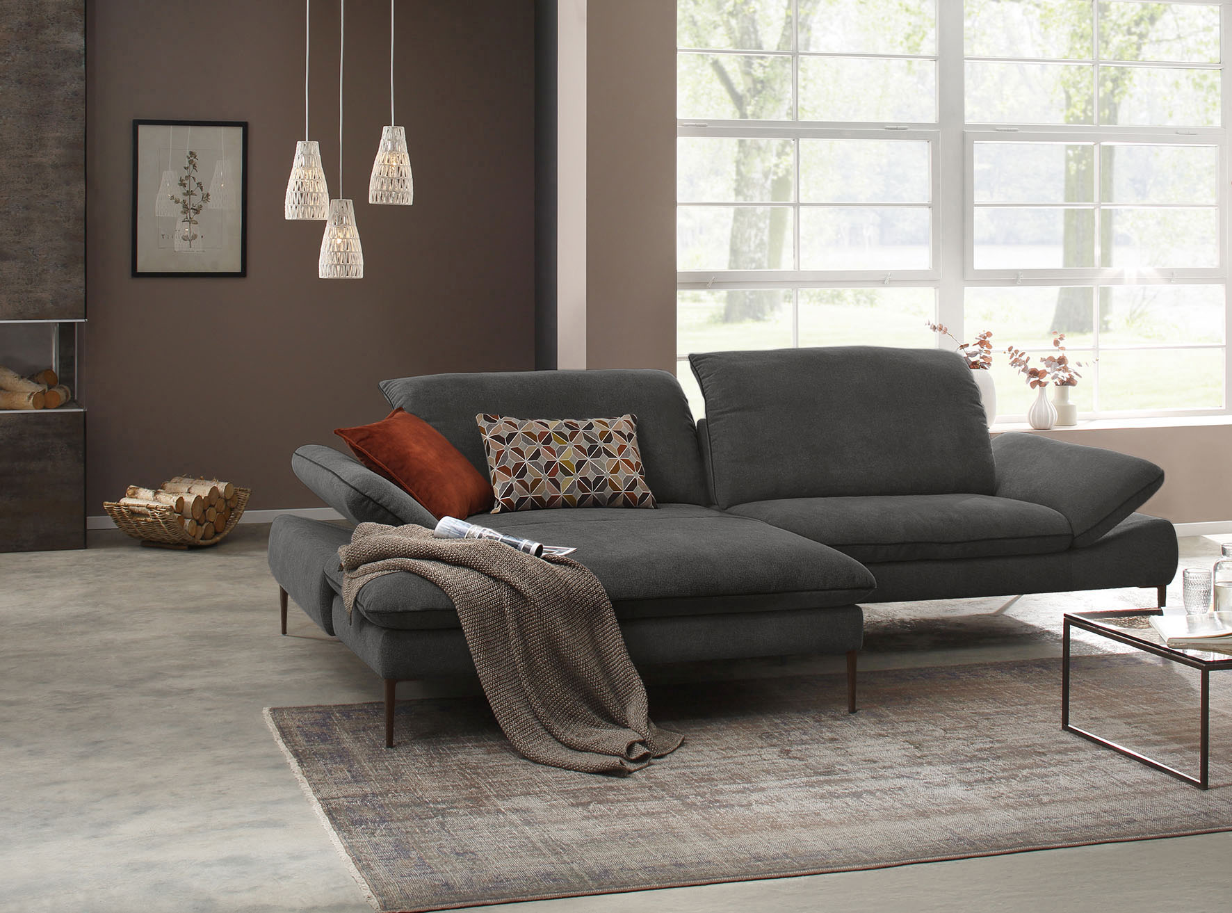 W.SCHILLIG Ecksofa "enjoy&MORE, Designsofa, elegant und bequem, L-Form" Sitztiefenverstellung, Füße bronze pulverbeschichtet, Breite 294 cm