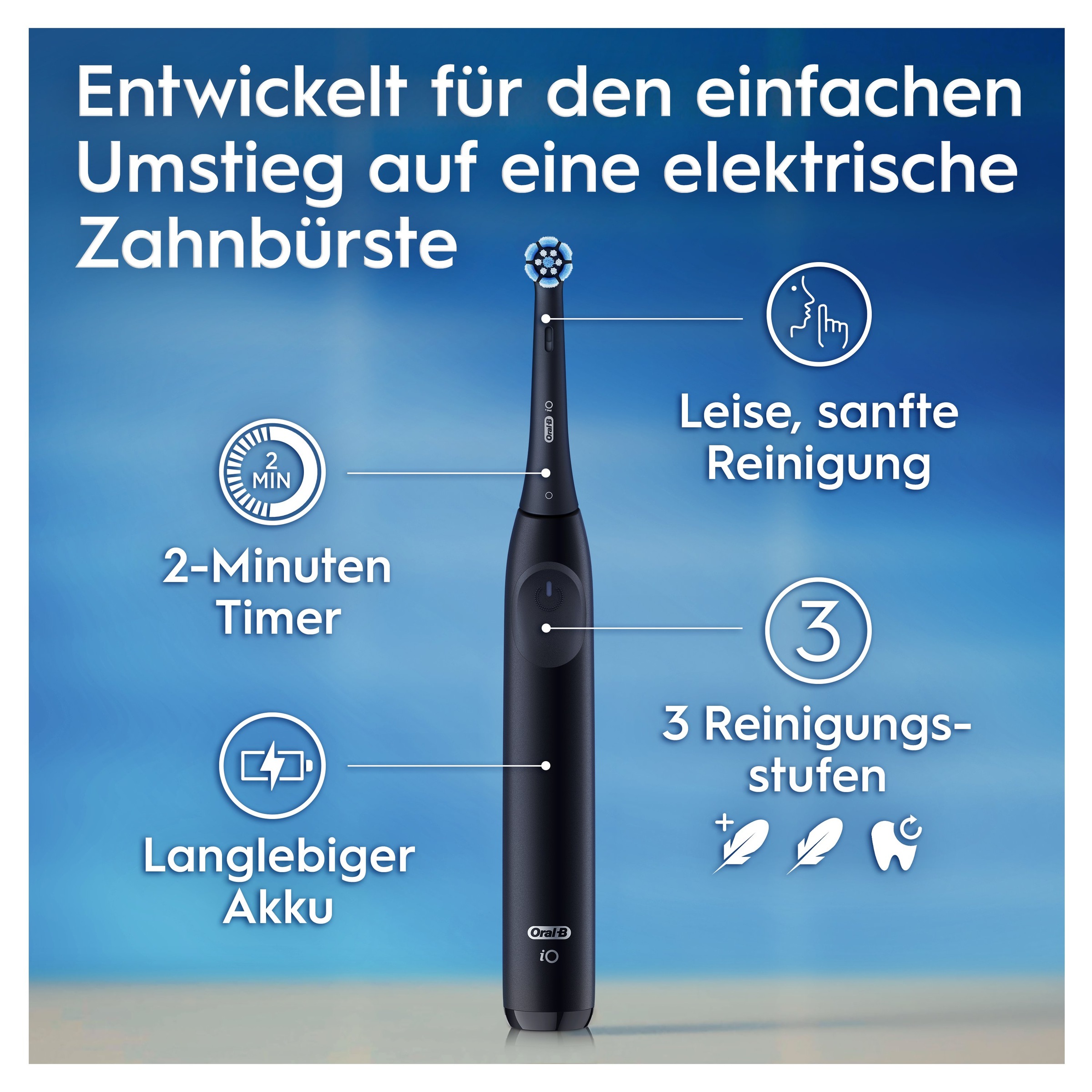 Oral-B Elektrische Zahnbürste »iO Series 2«, 1 St. Aufsteckbürsten, für die sanfte Reinigung, Reise-Etui