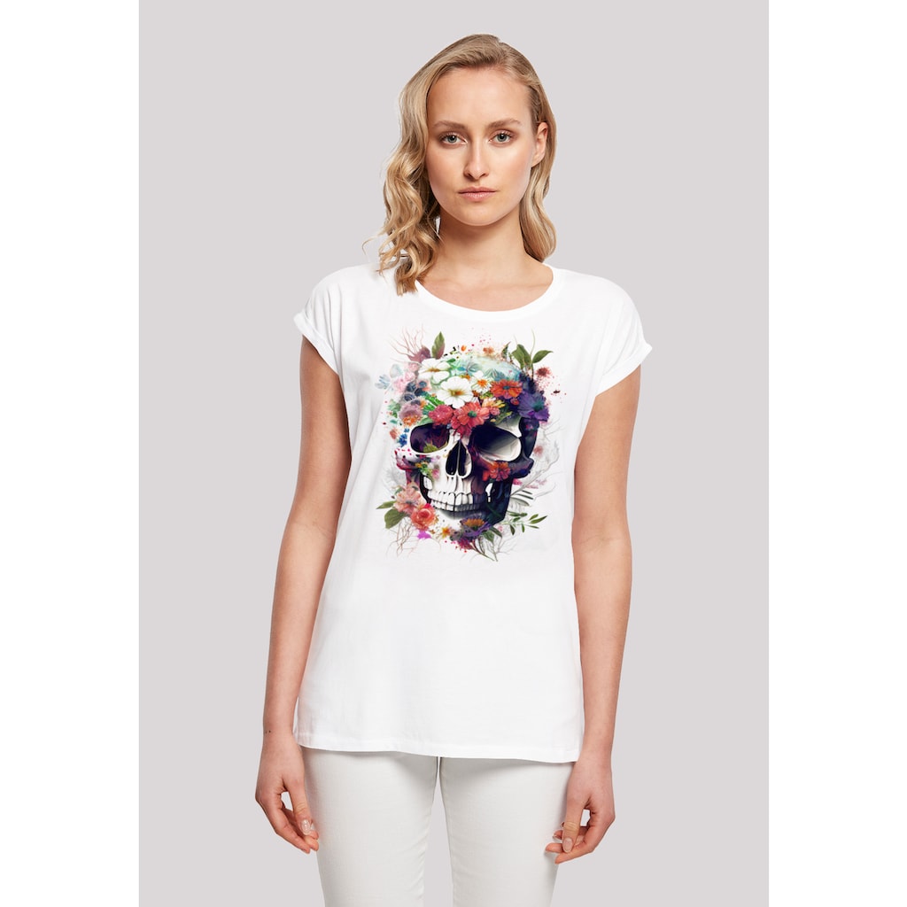 F4NT4STIC T-Shirt »Totenkopf Blumen«