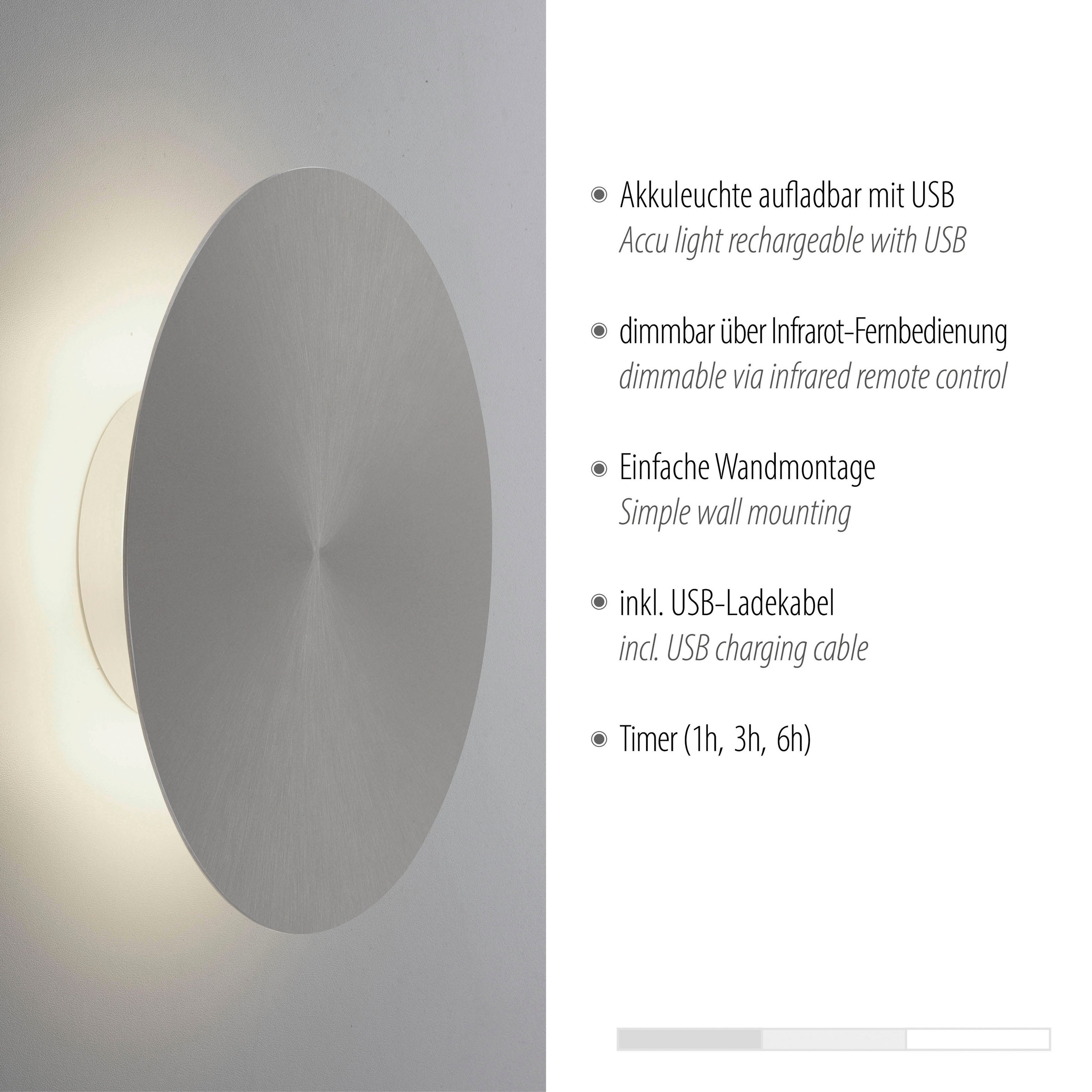 Paul Neuhaus LED Wandleuchte »AKKU PUNTU«, 1 flammig, Leuchtmittel LED-Board | LED fest integriert
