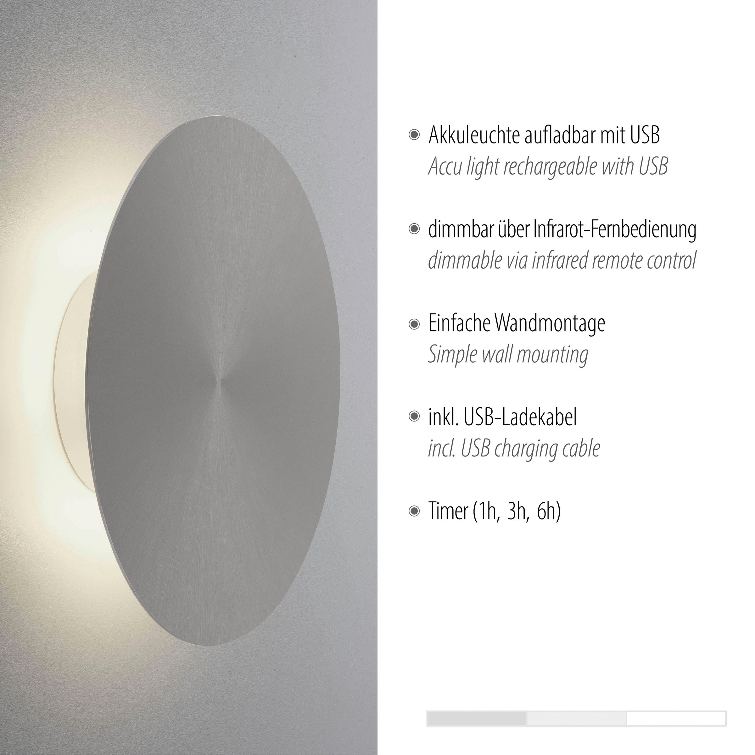 Paul Neuhaus Wandleuchte »AKKU PUNTU«, 1 flammig, Leuchtmittel LED-Board | LED fest integriert