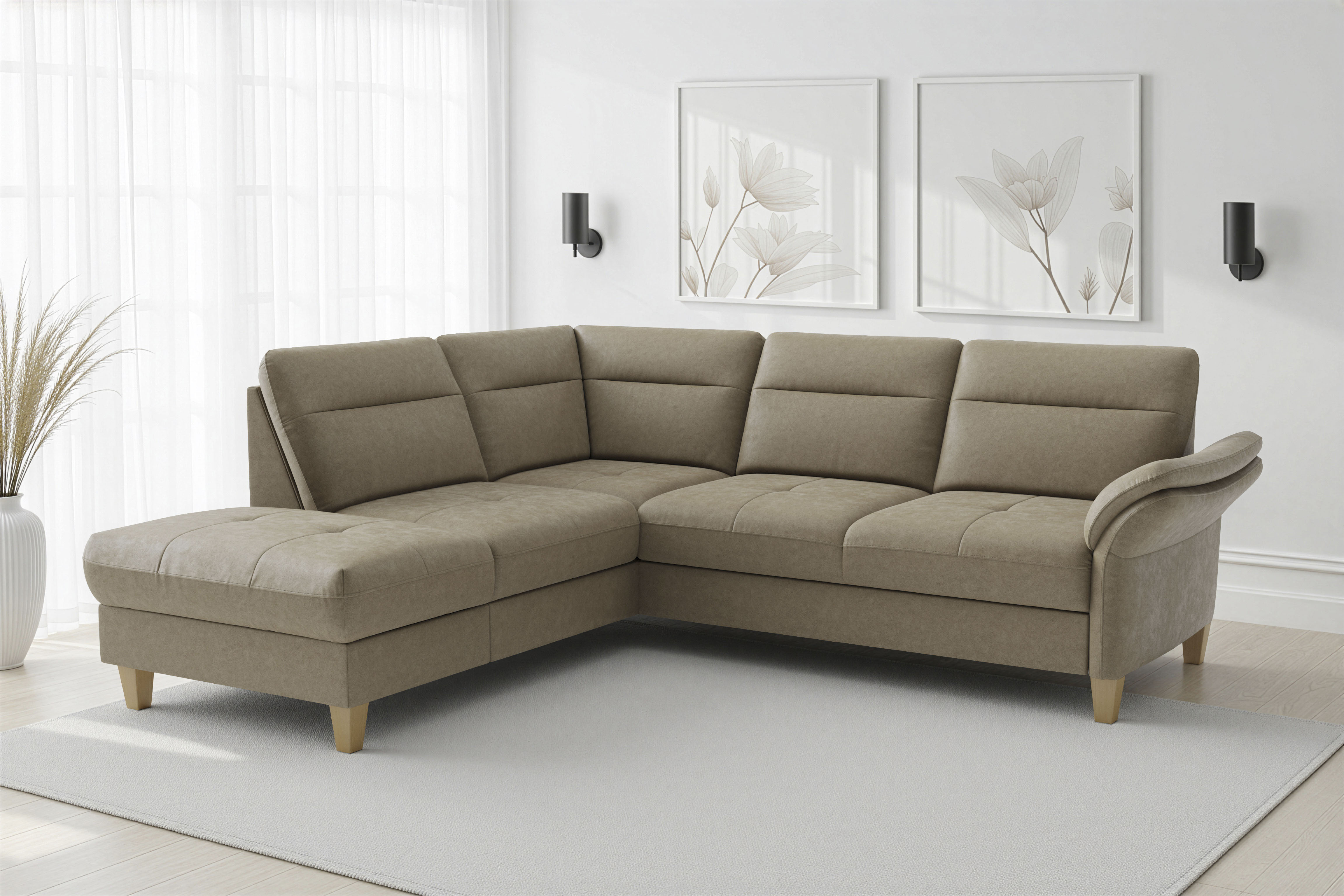 sit&more "Pamela L-Form, B: 218 cm, optional Schlaffunktion & Bettkasten" mit Federkern