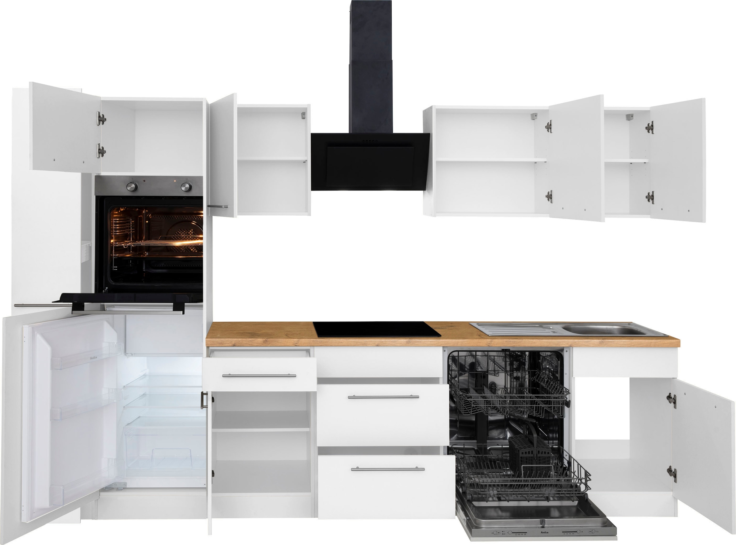 wiho Küchen Küchenzeile »Unna«, mit E-Geräten, Breite 310 cm