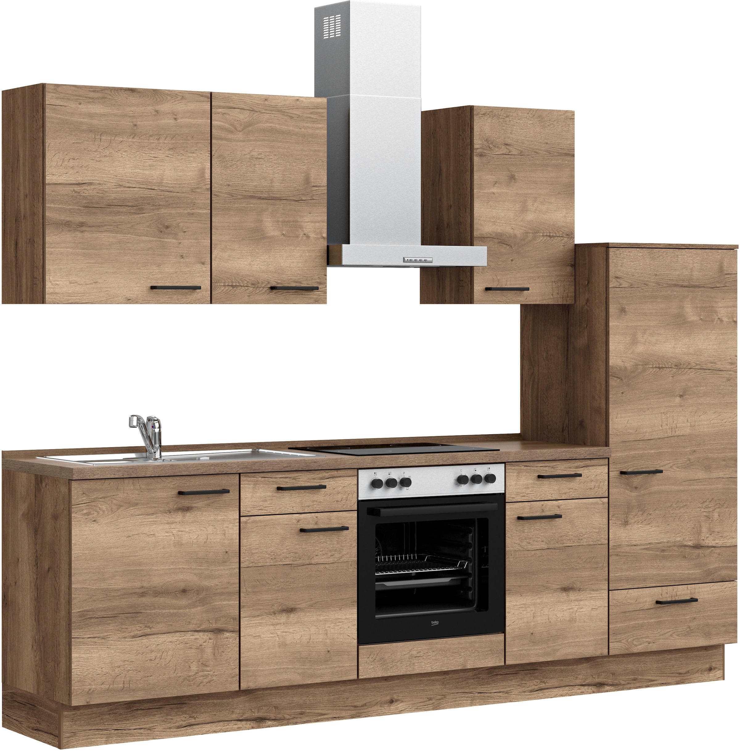 nobilia® Küchenzeile »"Structura I"« vormontiert, Ausrichtung wählbar, Breite 270 cm, wahlw. mit E-Geräten