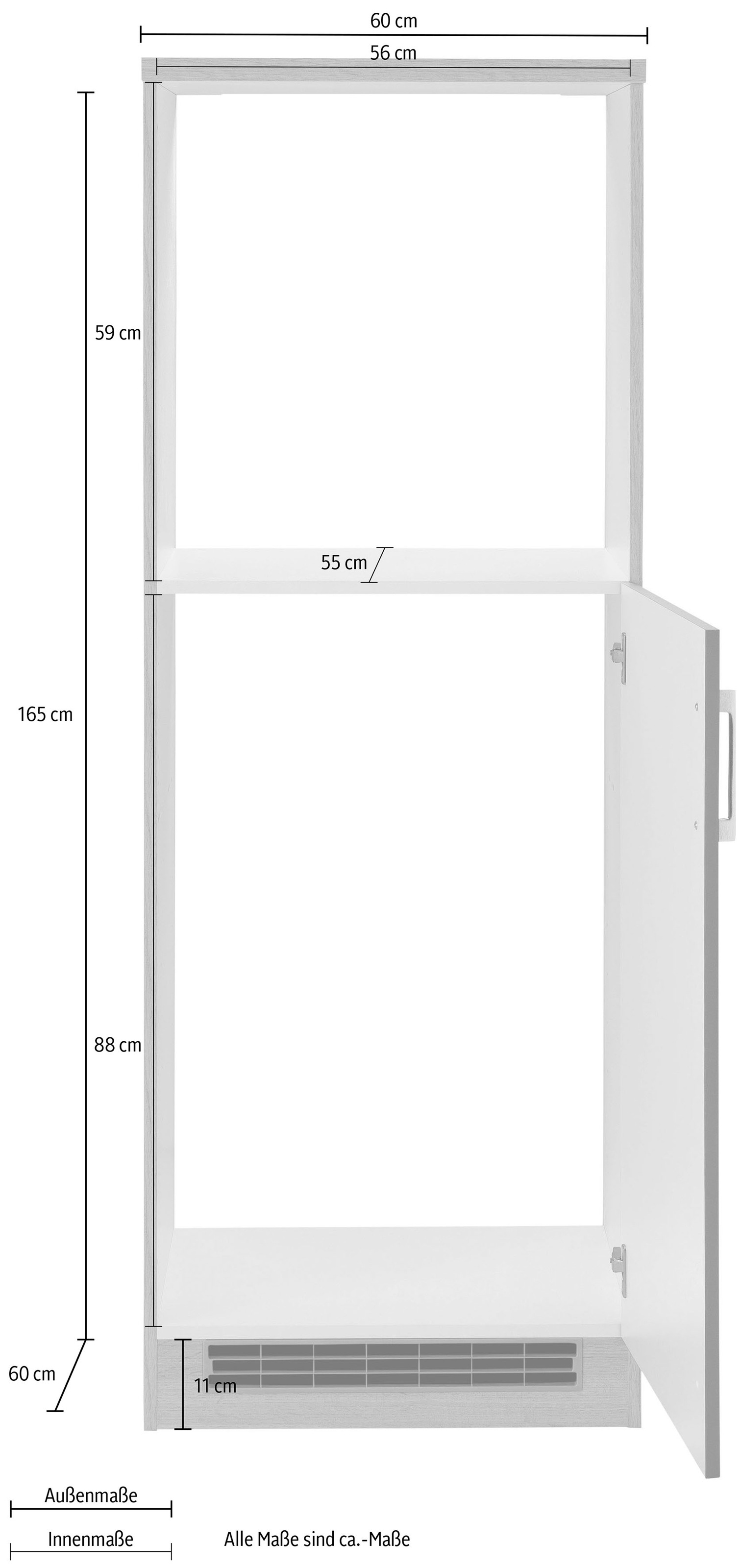 KOCHSTATION Backofen/Kühlumbauschrank »KS-Colmar«, 60 cm breit, 165 cm hoch, für Einbaukühlschrank und Einbaubackofen