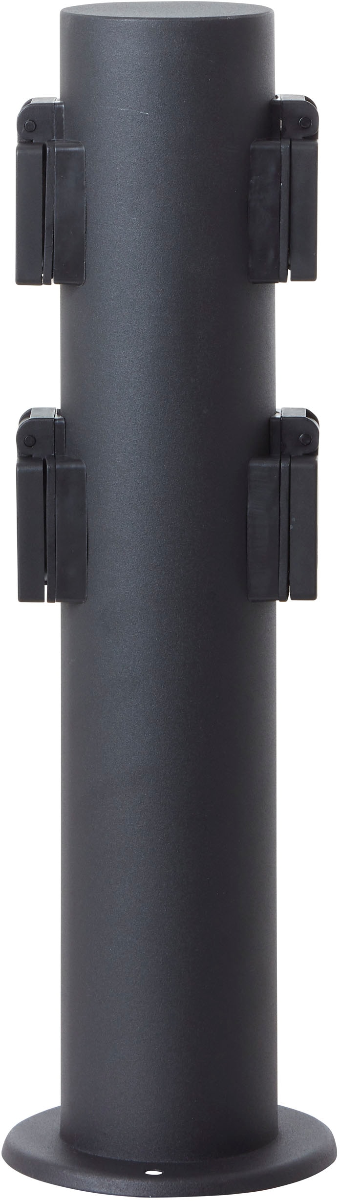 Gartensteckdose BRILLIANT, H:40cm Ø:11cm, schwarz, Kunststoff, Stahl, Steckdosen, "Dody", moderner Außensteckdosensockel - spritzwassergeschützt 40