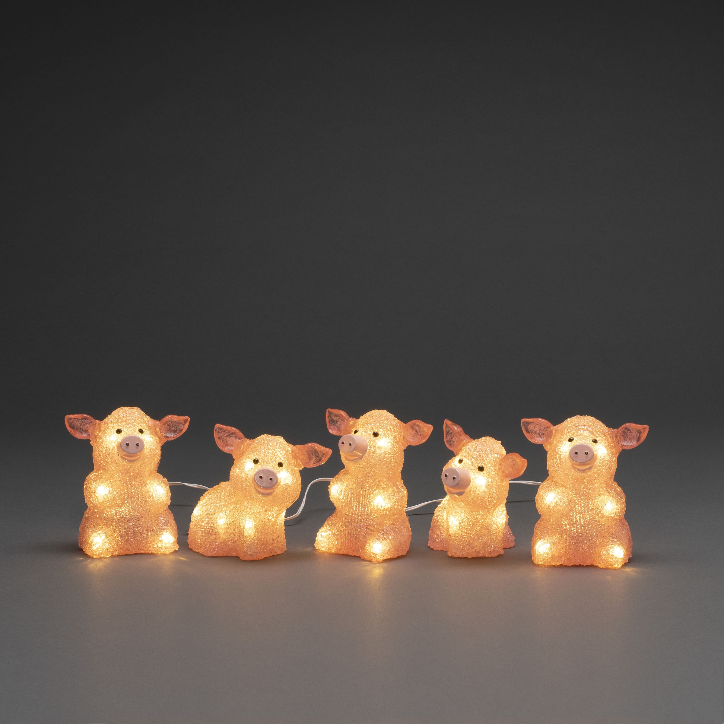 Dioden 5-er KONSTSMIDE Schweine 40 LED-Lichterkette Acryl weiße LED pink, BAUR 40 Set, aussen«, »Weihnachtsdeko St.-flammig, | kaufen warm