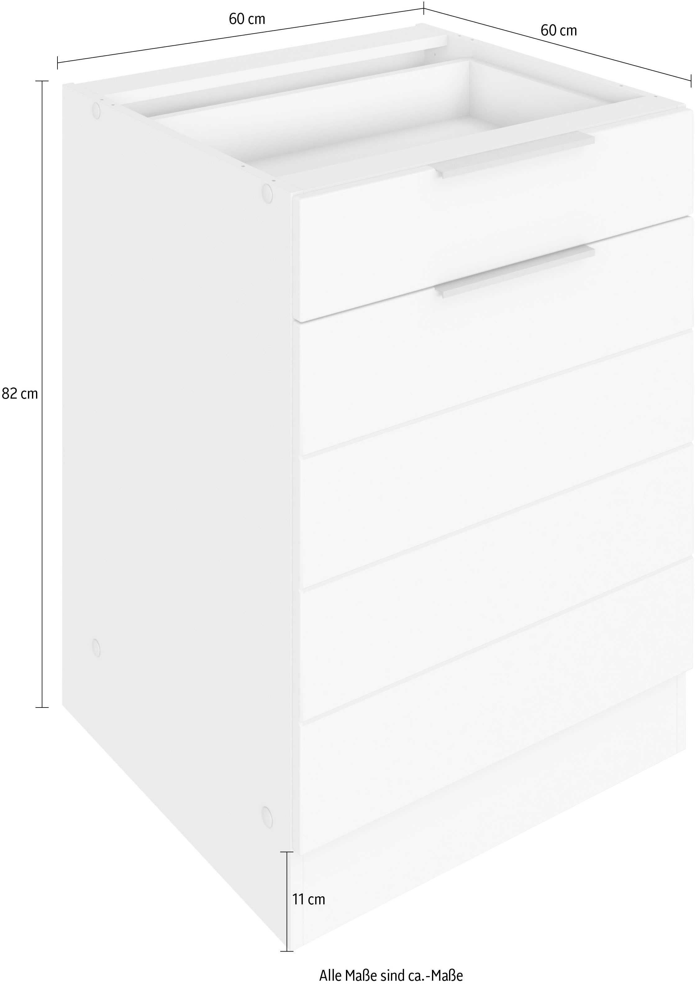 KOCHSTATION Unterschrank »KS-Luhe«, 60 cm breit, hochwertige MDF-Fronten mit waagerechter Lisene