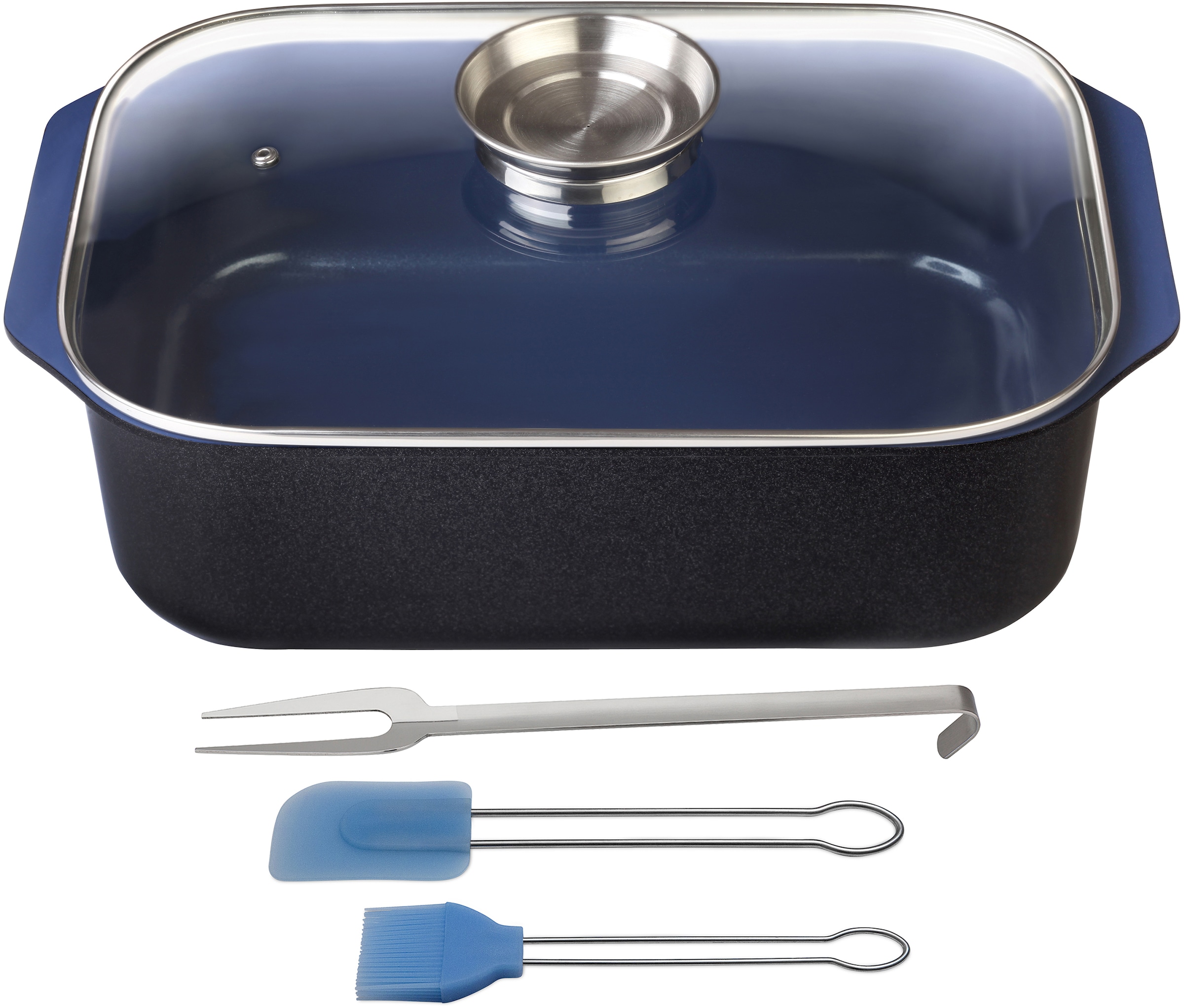 GSW Bräter »Ceramica kobatblau«, tlg.), 1x Backpinsel-Set, bestellen 1x Fleischgabel (1 BAUR 2tlg | Gratis Aluminiumguss, Induktion, 