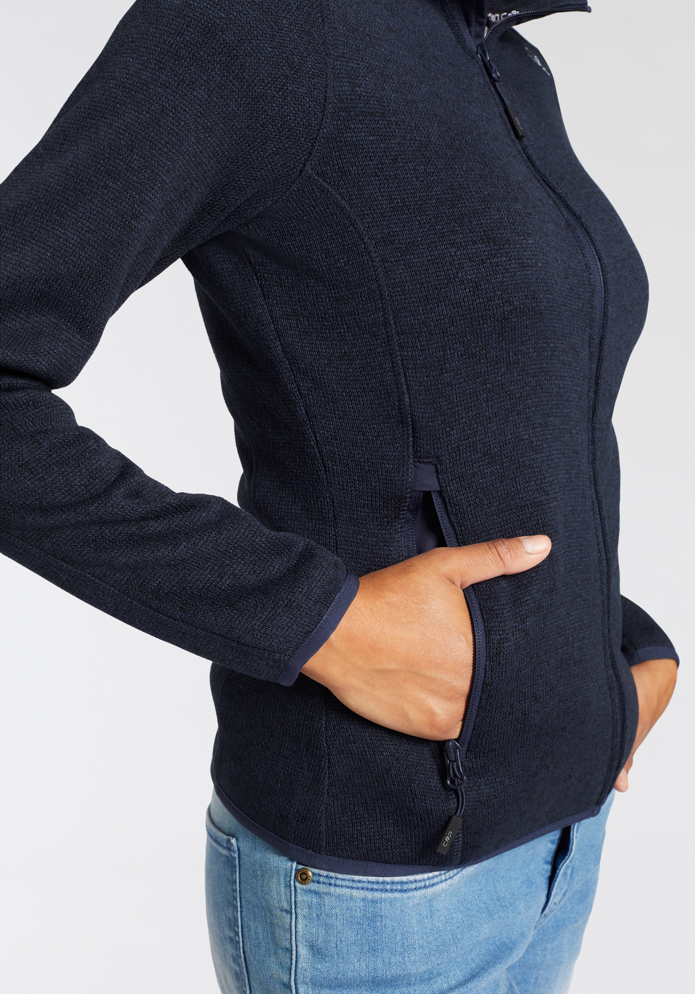 Thumbnail - CMP Strickfleecejacke "KNITTED MELANGE FLEECE WOMAN JACKET" Wärmeisolierend & Schnell trocknend & Atmungsaktiv, Übergang...