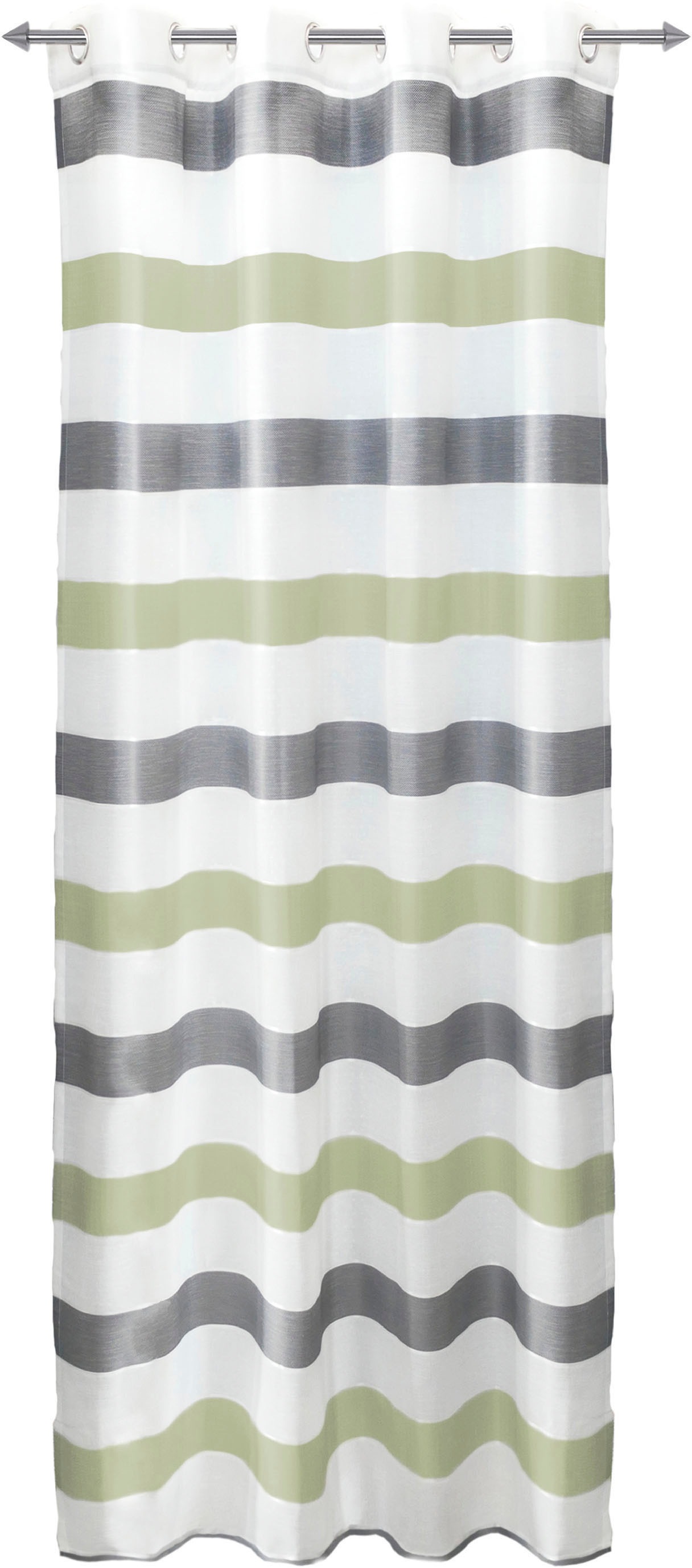 Thumbnail - decolife Gardine "Liko" Ösen 1 Stk. tlg. Ösenschal Liko grau-grün gestreift