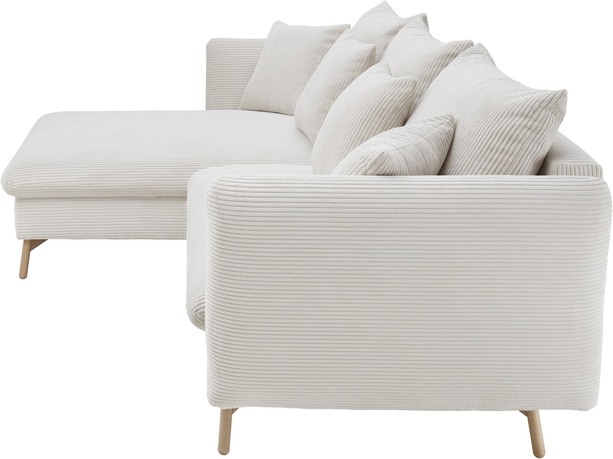 andas Ecksofa »MERLE, 258 cm, L-Form, traumhafter Cord,«, mit Bettfunktion und Bettkasten, Liegefläche 224 x 139