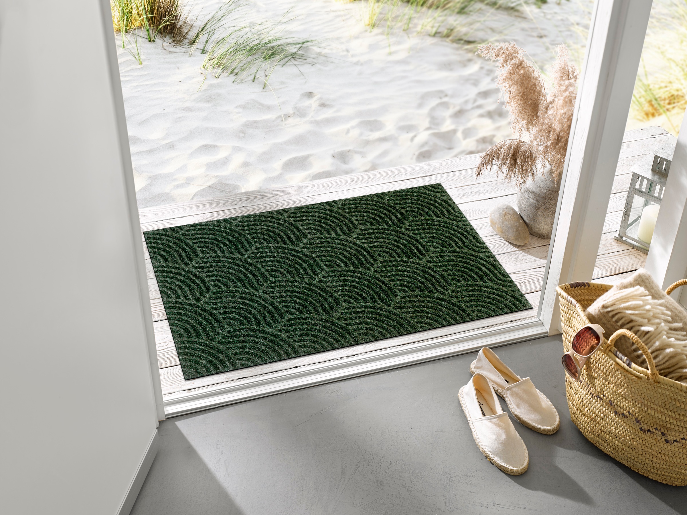 wash+dry by Kleen-Tex Fußmatte "Waves midnight green" rechteckig 8 mm Höhe günstig online kaufen