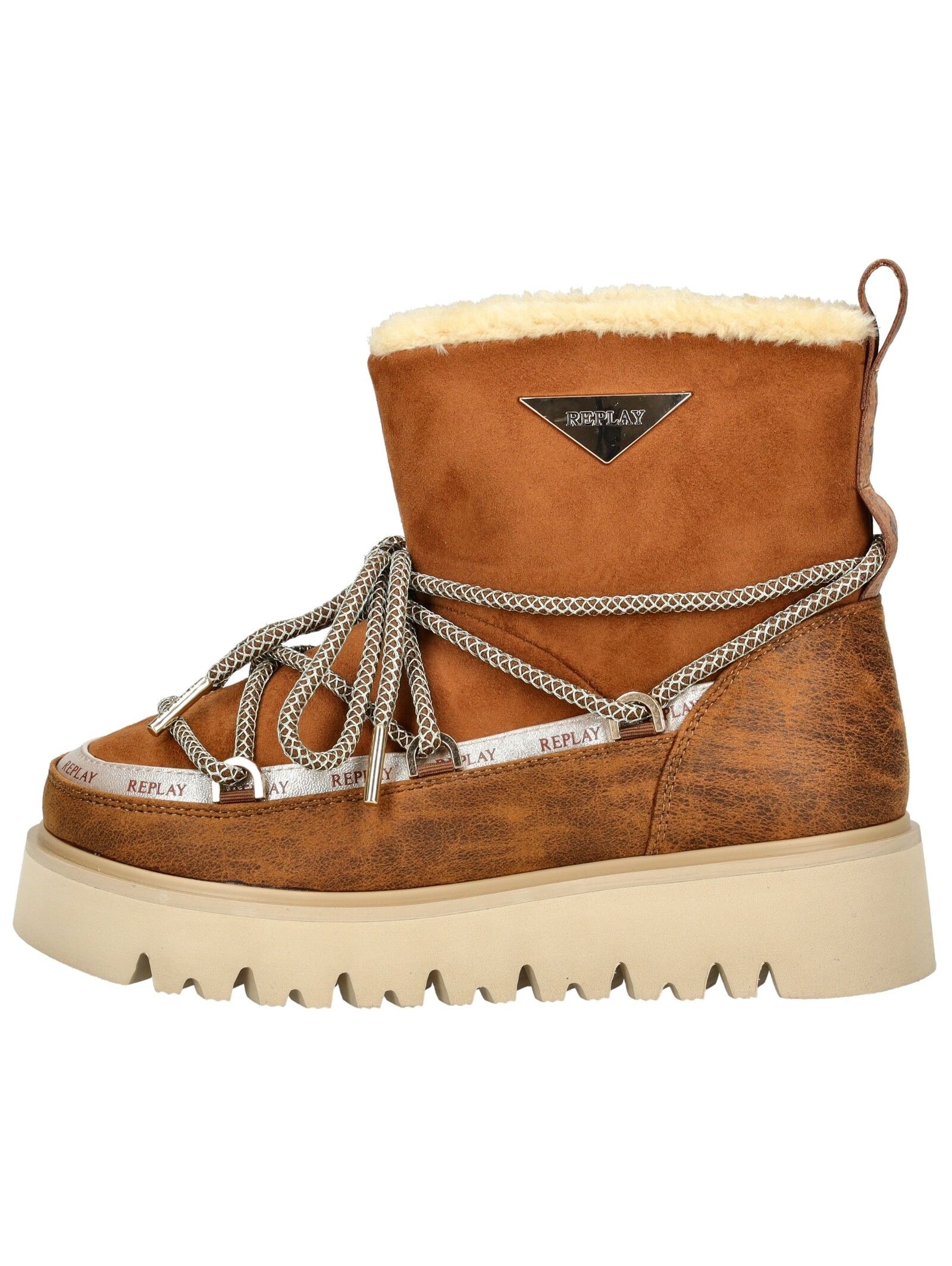 Replay Schnürstiefelette "Replay Stiefelette Lederimitat/Textil" günstig online kaufen