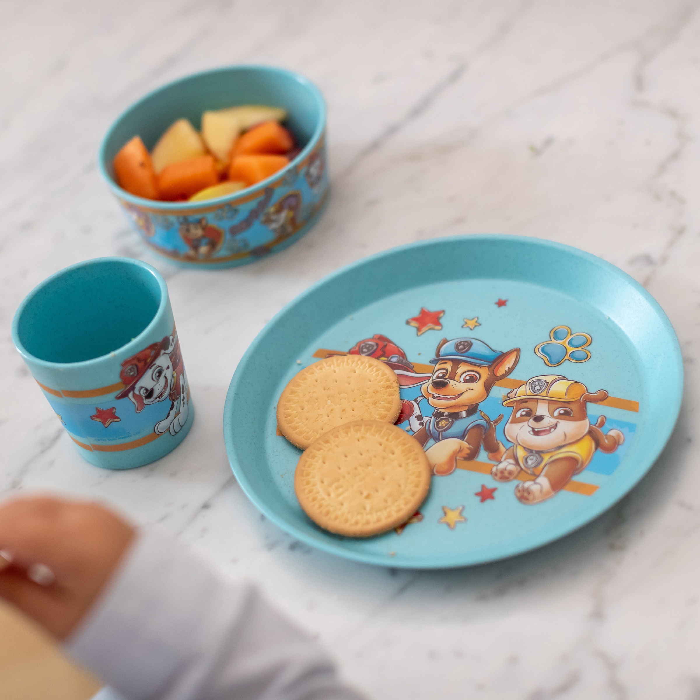 KOZIOL Kindergeschirr-Set »CONNECT PAW PATROL«, (Set, 3 tlg., je 1 Kinderbecher, Kinderschale, Kinderteller), Co² neutral produziert, Made in Germany, 3 Teile, für 1 Person