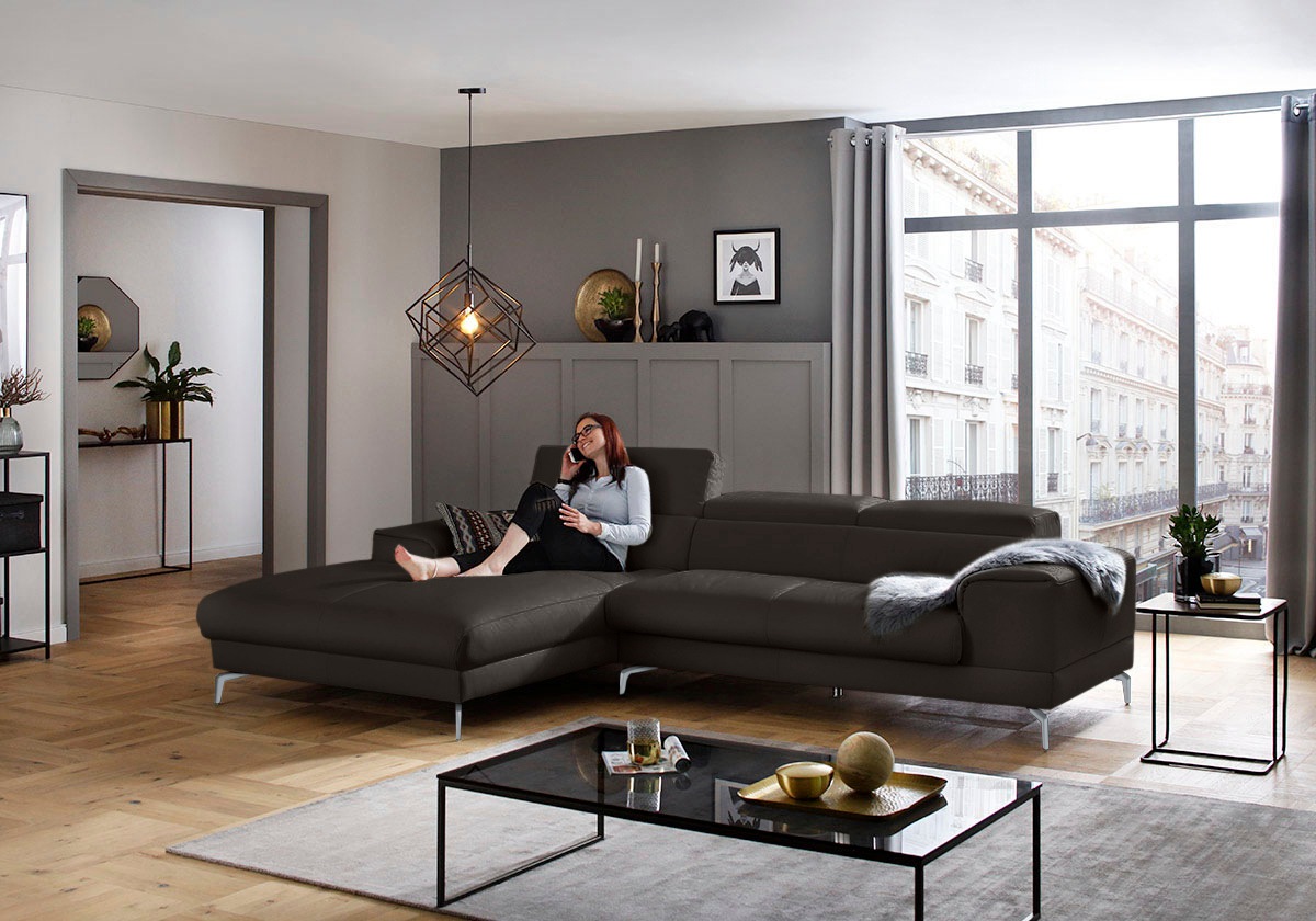 Thumbnail - W.SCHILLIG Ecksofa "piedroo, Designsofa mit tollem Sitzkomfort, bequem und elegant, L-Form", Kopfteilverstellung, wahlwe...