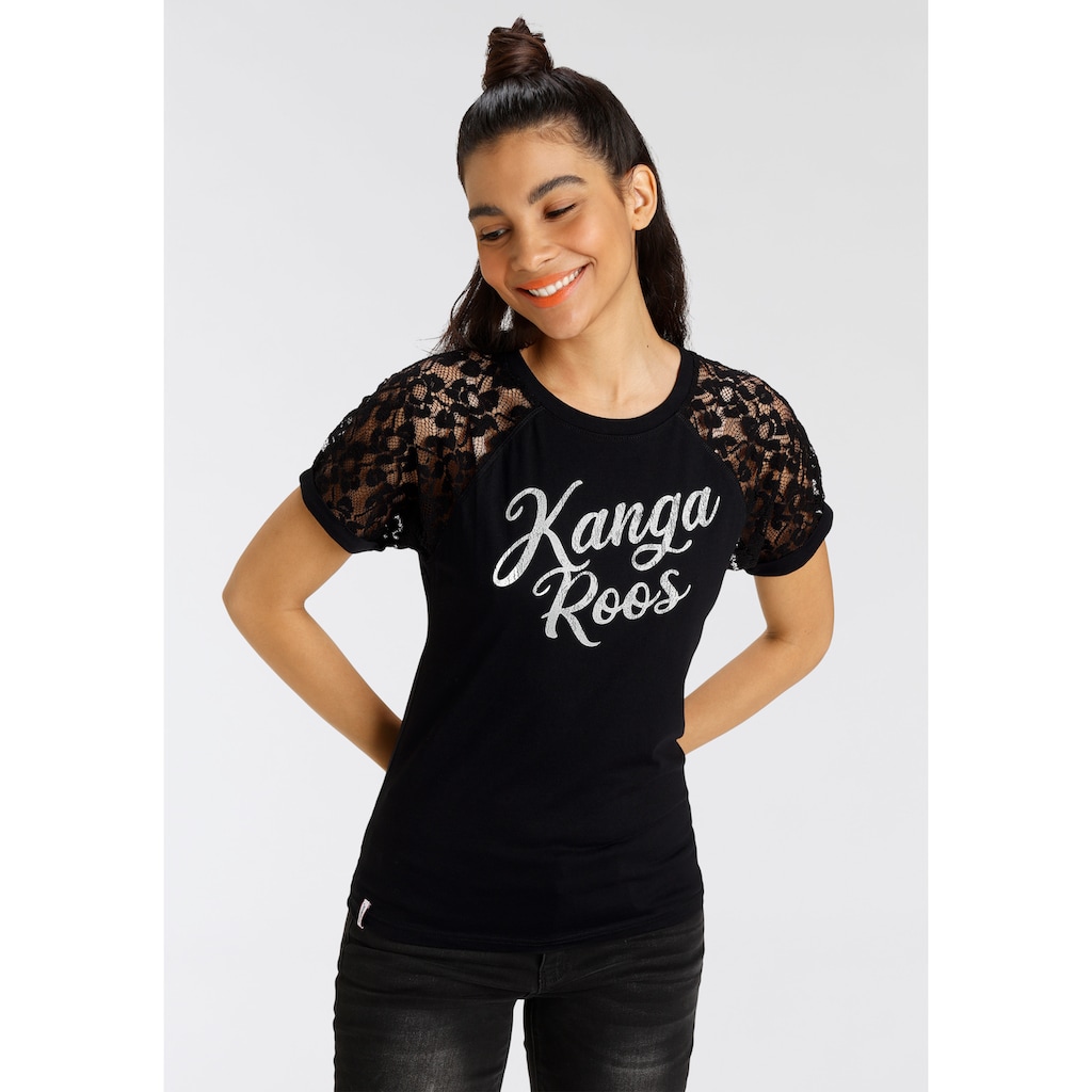 KangaROOS Spitzenshirt mit Raglanärmeln und Markenschriftzug NEUE  KOLLEKTION