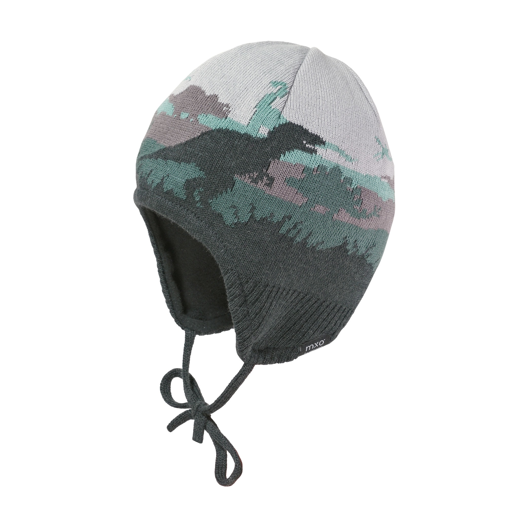MAXIMO Jungen Strickmützecarbonmeliert, Gr. 55, gemustert, Strick, Baumwolle, Mützen, Baumwolle, gefüttert, zum Binden