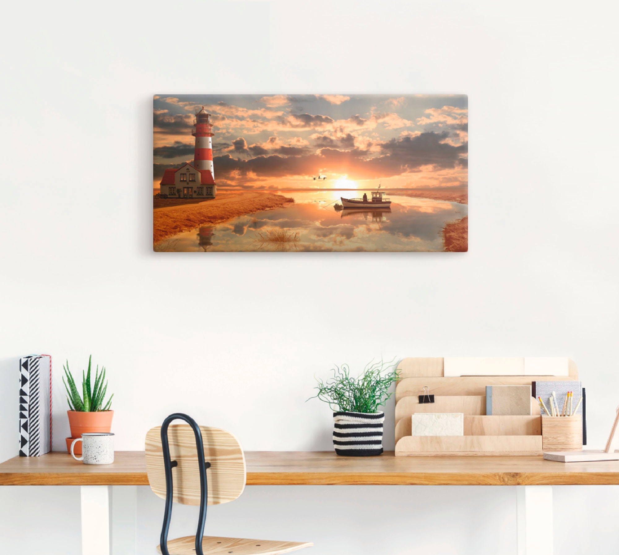 Artland Wandbild "Maritime Idylle beim Leuchtturm" Gebäude 1 Stk. tlg. als günstig online kaufen