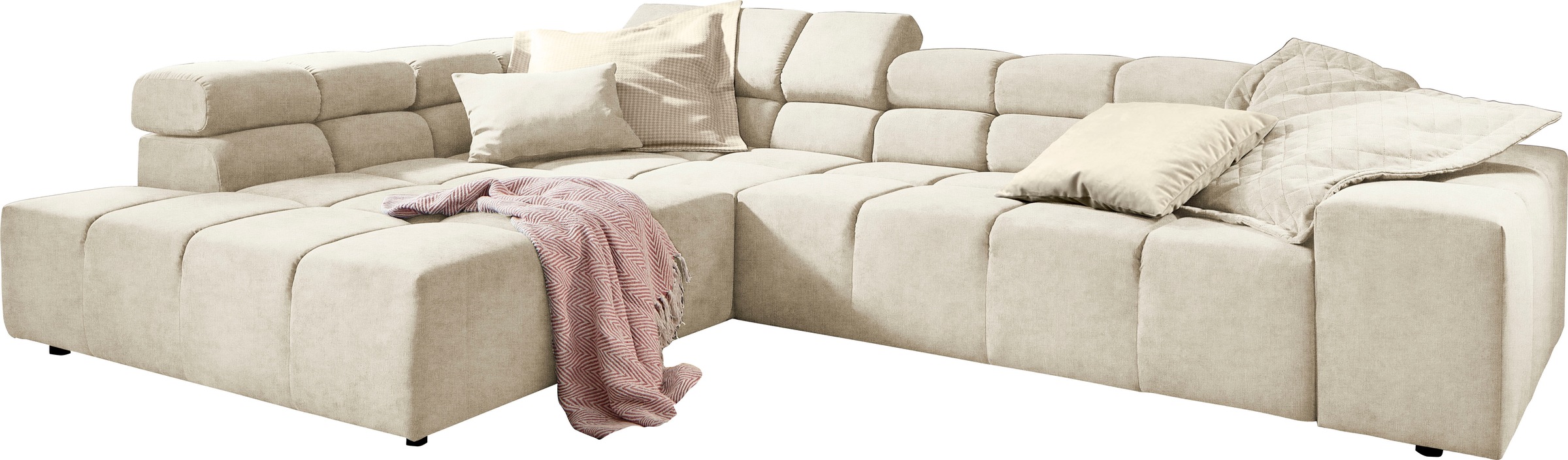 INOSIGN Ecksofa »Ancona incl. Kopfteilverstellung, OTTOs Choice, Breite 319cm, L-Form«, wahlweise motorische Sitztiefenverstellung, auch in Cord + Easy Care