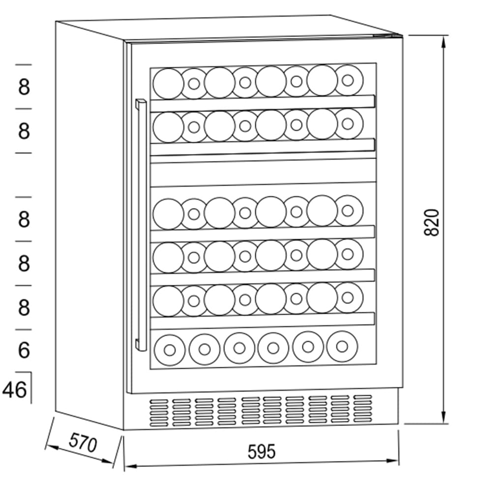Hanseatic Weinkühlschrank »HWC46ECIA«, für 46 St. Standardflaschen á 075l, mit 5 Flaschenborden