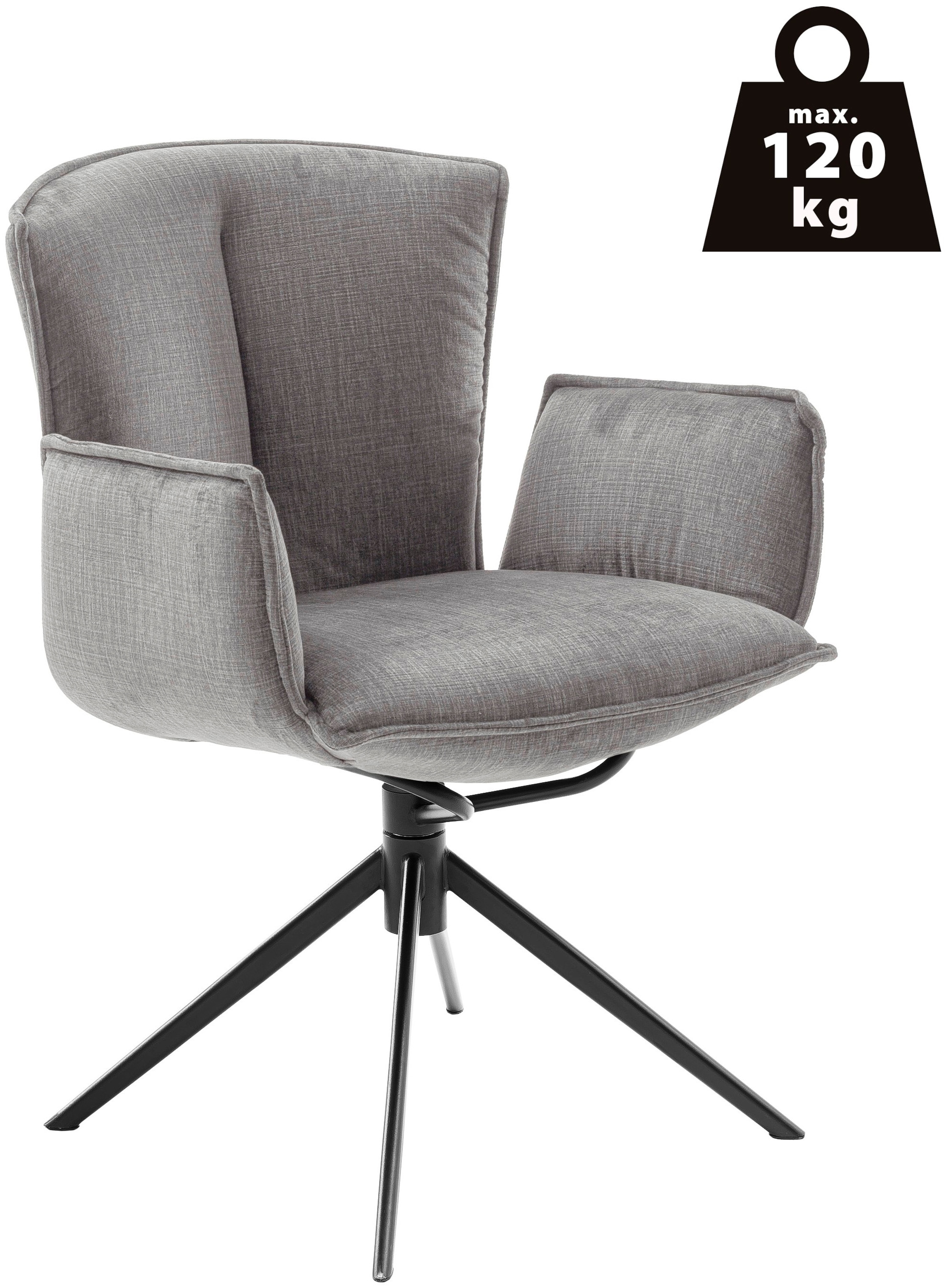 MCA furniture 4-Fußstuhl »NALON Esszimmerstuhl (2er Set) - Stuhl«, (Set), 2 St., Veloursstoff, 360° drehbar, Schwingfunktion, Metall, Veloursoptik, belastbar 120 kg