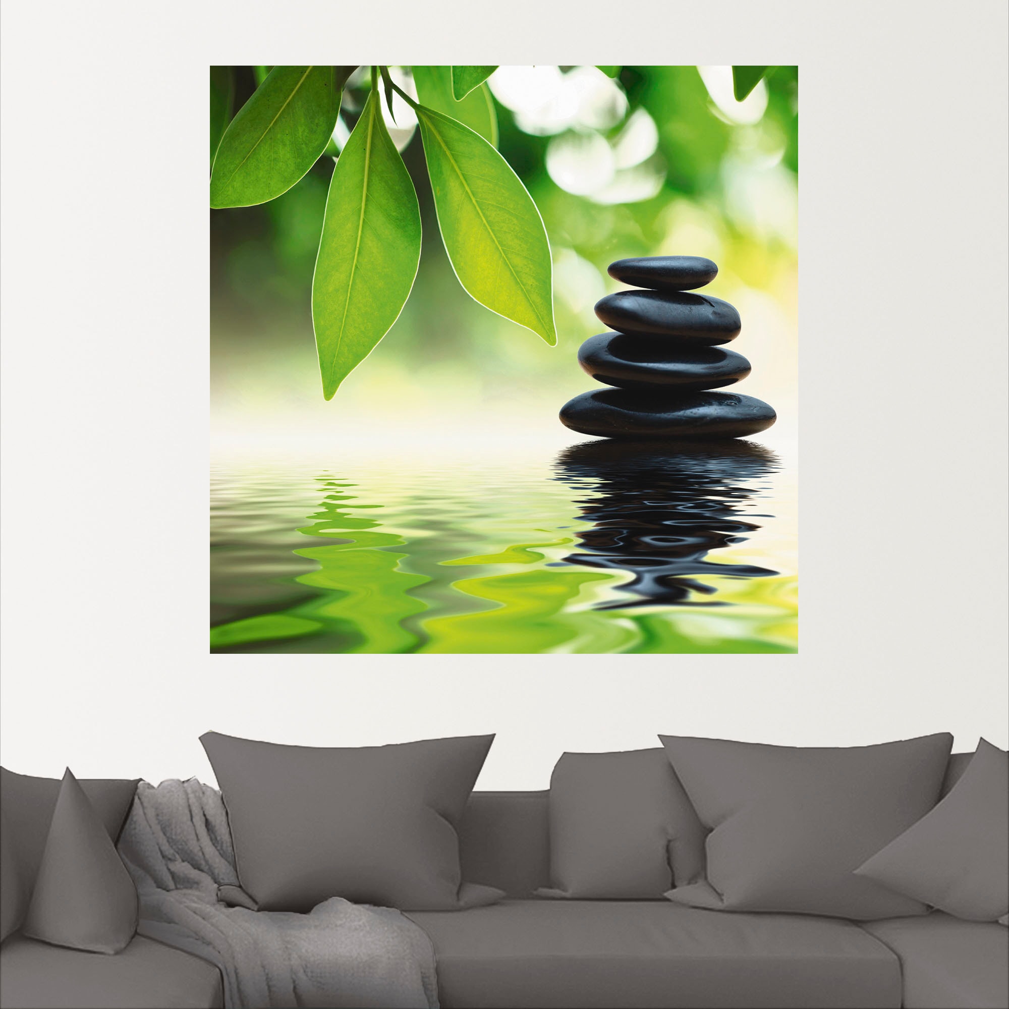 Artland Wandbild »Zen Steinpyramide auf Wasseroberfläche«, Zen, (1 St.), als Leinwandbild, Poster, Wandaufkleber in verschied. Größen